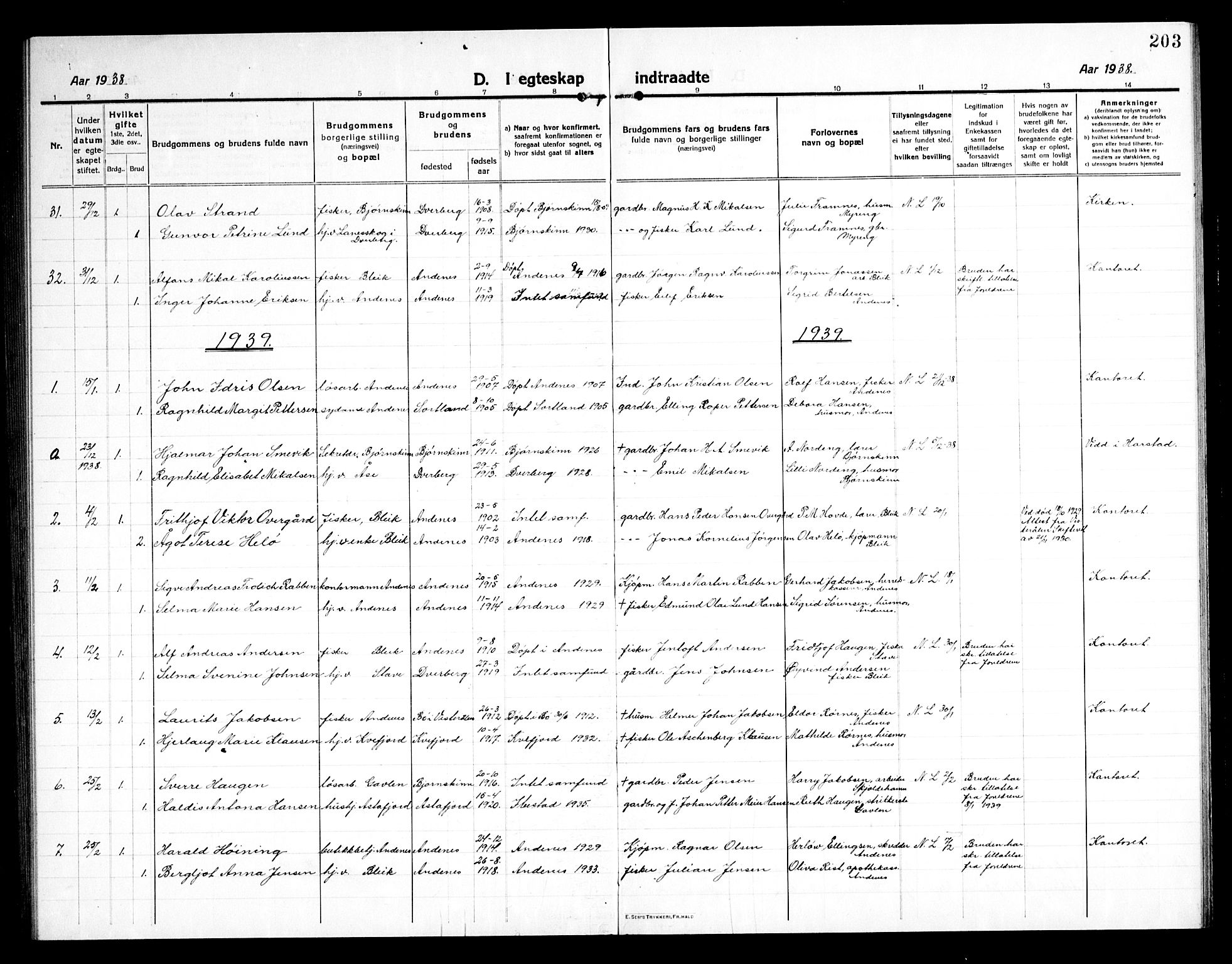 Ministerialprotokoller, klokkerbøker og fødselsregistre - Nordland, SAT/A-1459/897/L1415: Parish register (copy) no. 897C05, 1916-1945, p. 203