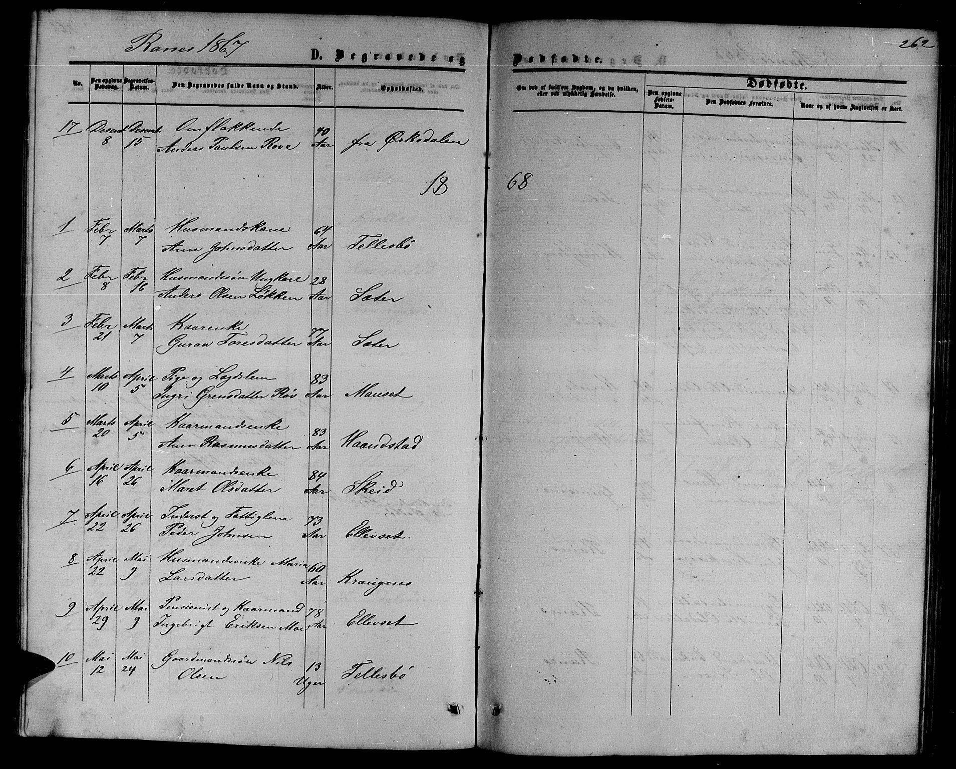 Ministerialprotokoller, klokkerbøker og fødselsregistre - Møre og Romsdal, AV/SAT-A-1454/595/L1051: Parish register (copy) no. 595C03, 1866-1891, p. 262