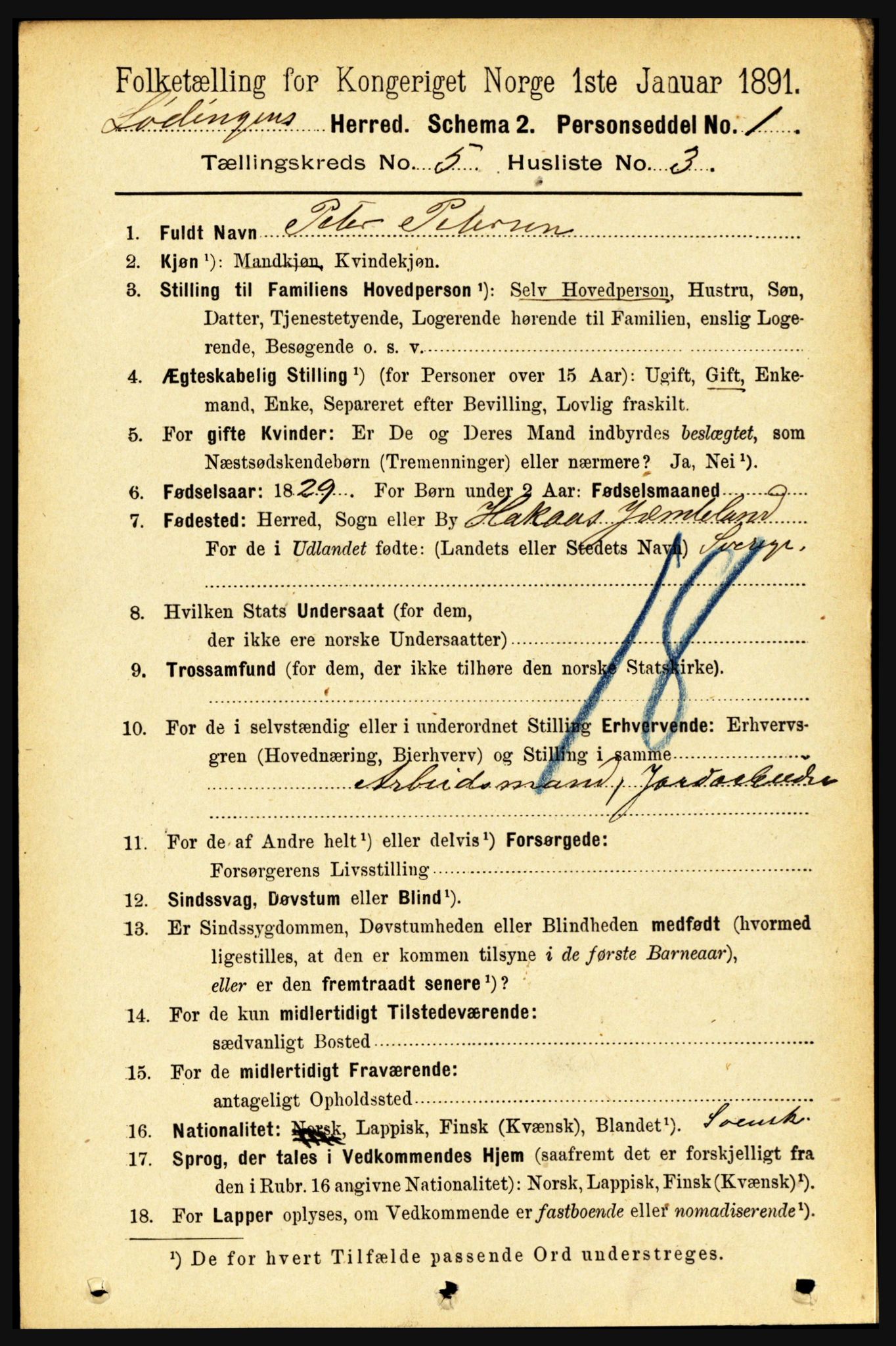 RA, 1891 census for 1851 Lødingen, 1891, p. 2334