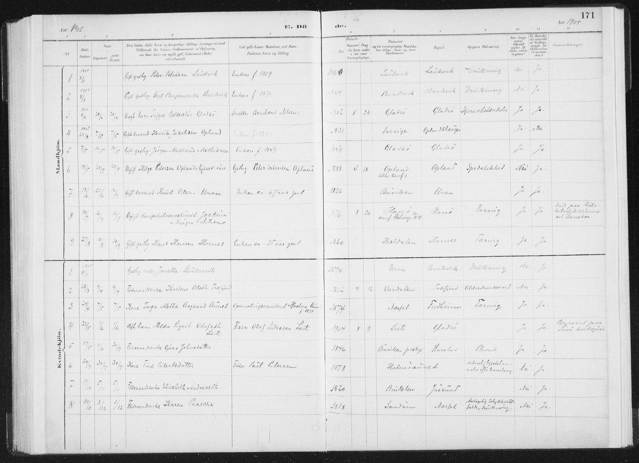 Ministerialprotokoller, klokkerbøker og fødselsregistre - Nord-Trøndelag, AV/SAT-A-1458/771/L0597: Parish register (official) no. 771A04, 1885-1910, p. 171