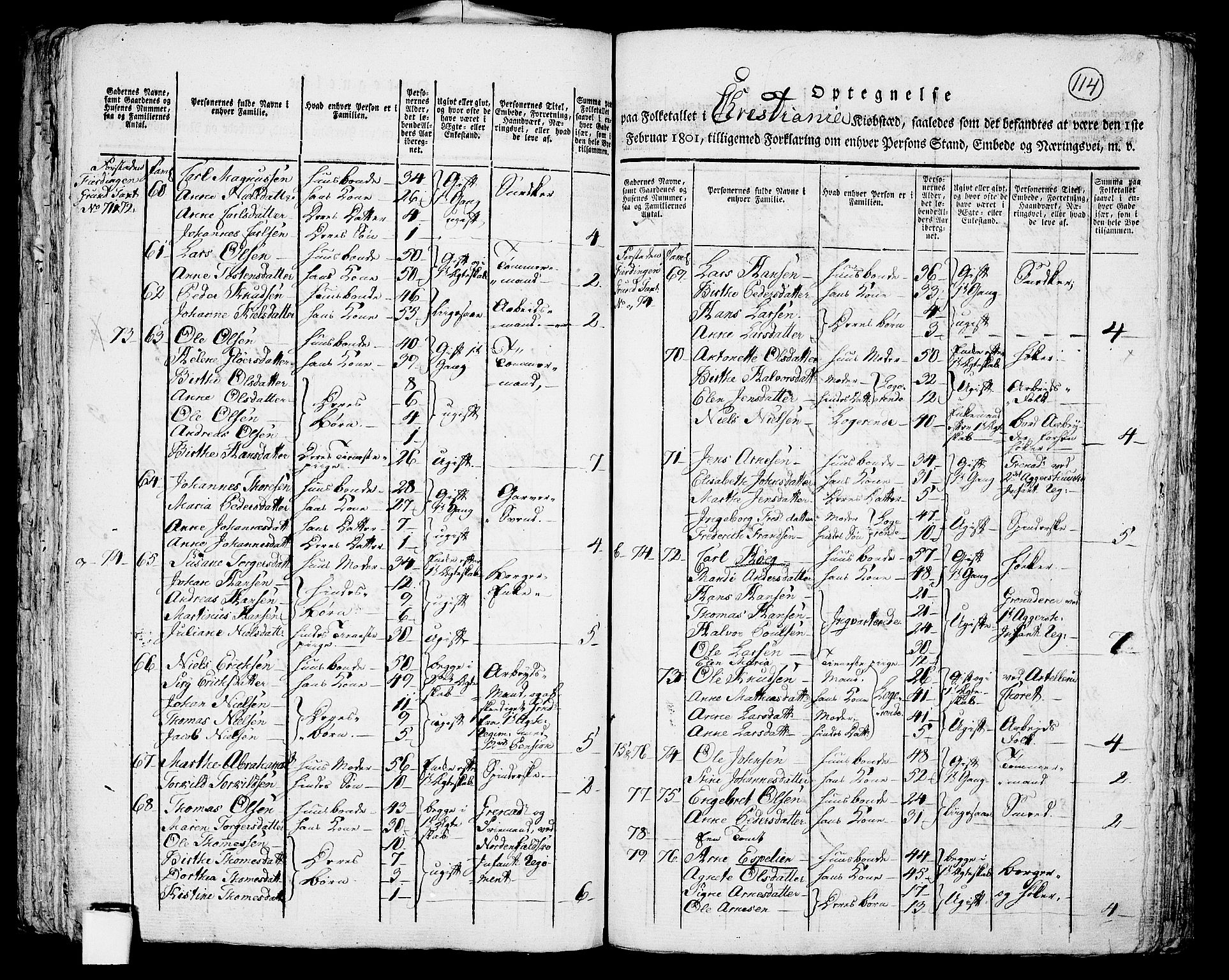 RA, 1801 census for 0301 Kristiania, 1801, p. 113b-114a