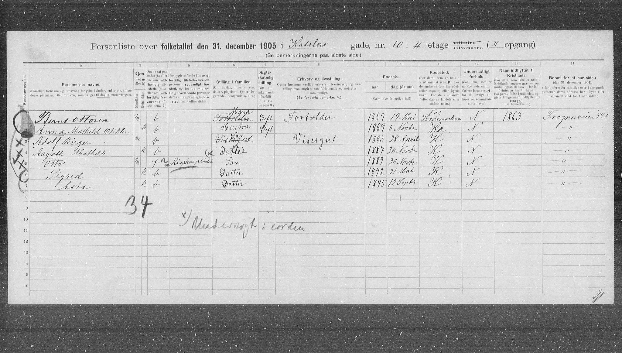 OBA, Municipal Census 1905 for Kristiania, 1905, p. 25257