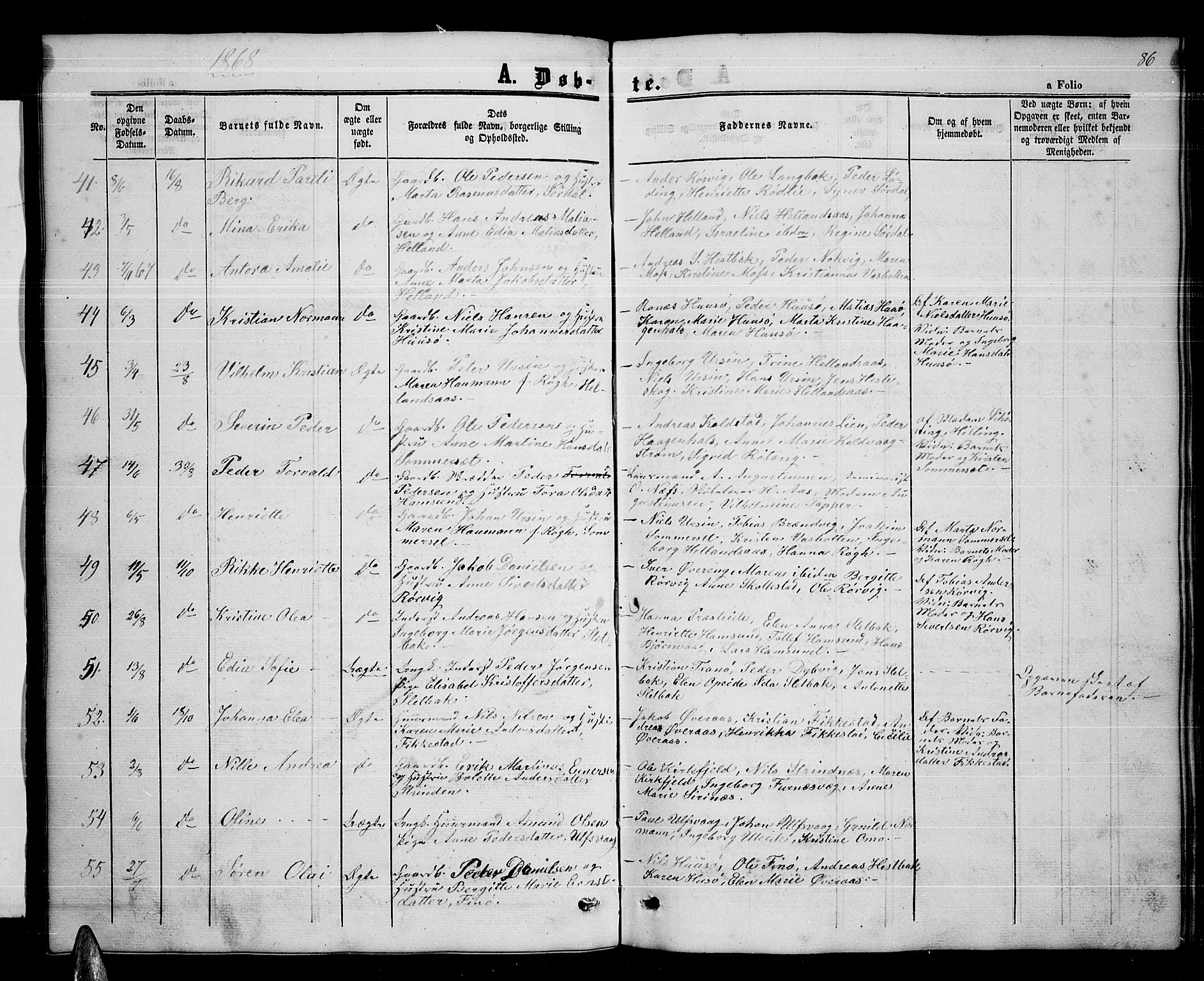 Ministerialprotokoller, klokkerbøker og fødselsregistre - Nordland, AV/SAT-A-1459/859/L0857: Parish register (copy) no. 859C03, 1854-1873, p. 86