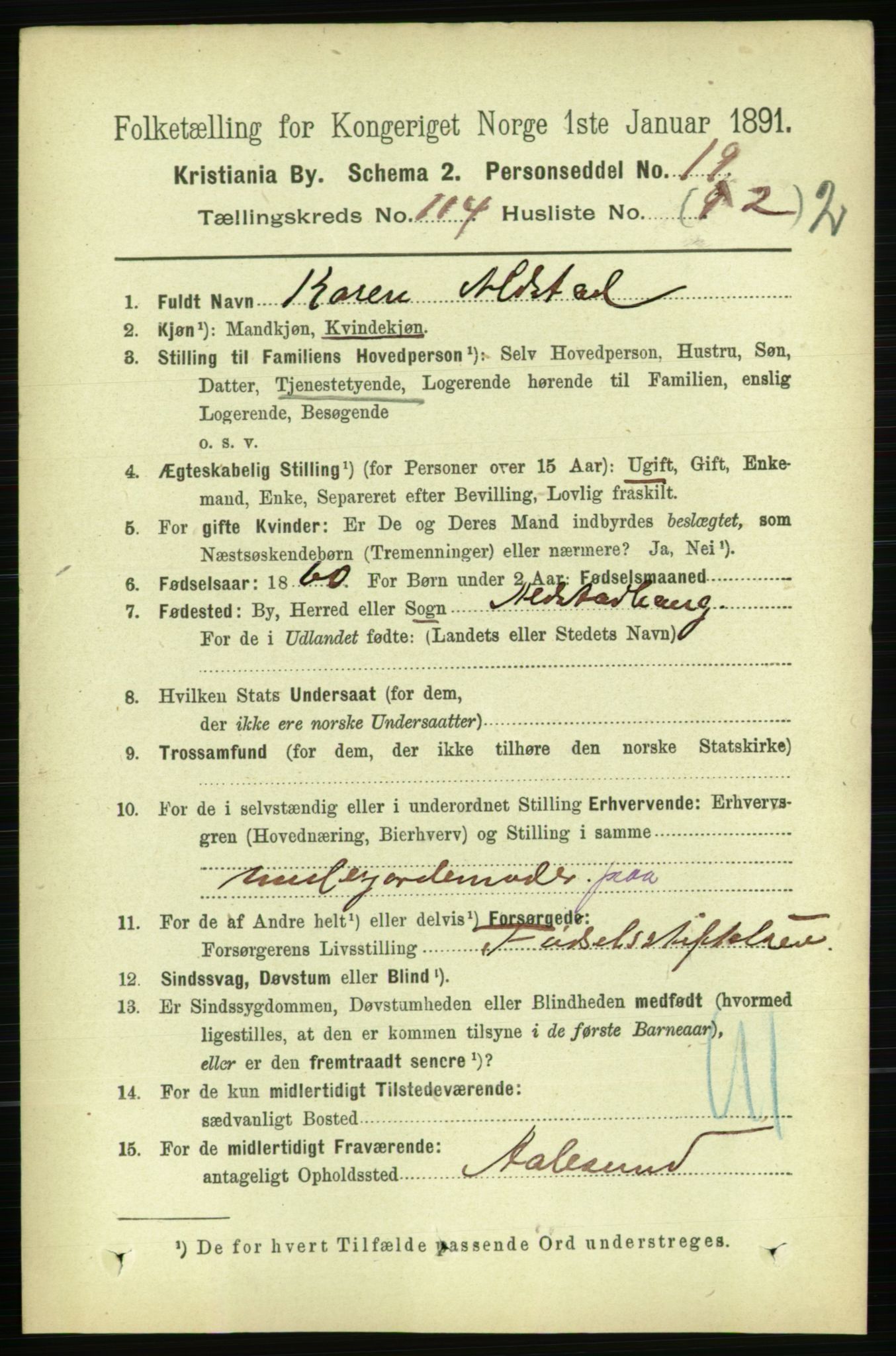 RA, 1891 census for 0301 Kristiania, 1891, p. 60790