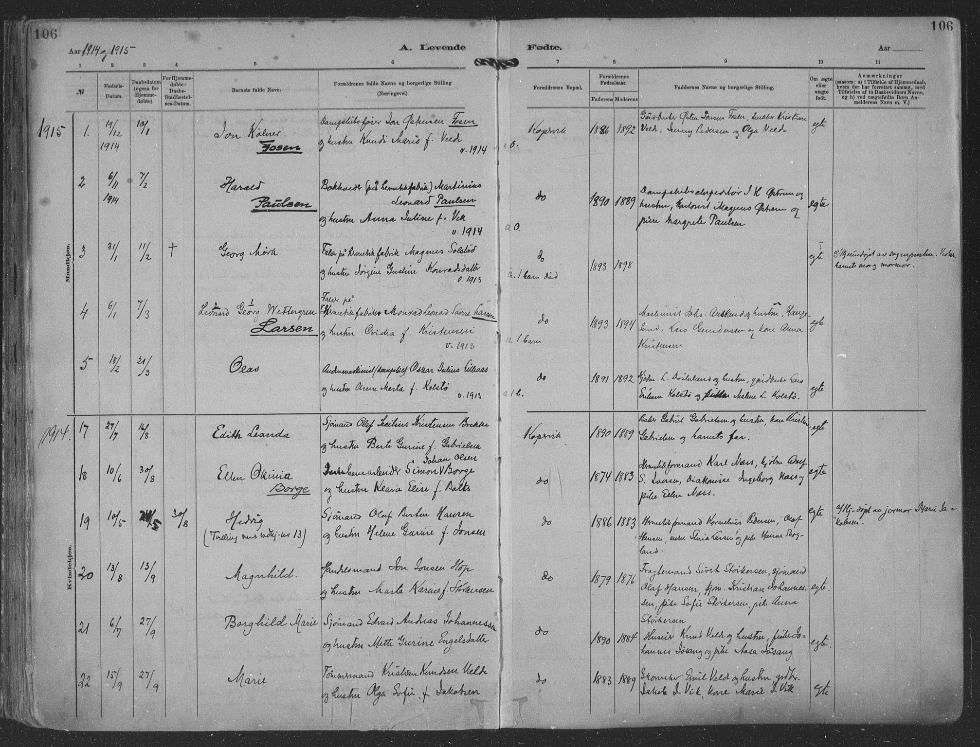 Kopervik sokneprestkontor, SAST/A-101850/H/Ha/Haa/L0001: Parish register (official) no. A 1, 1880-1919, p. 106