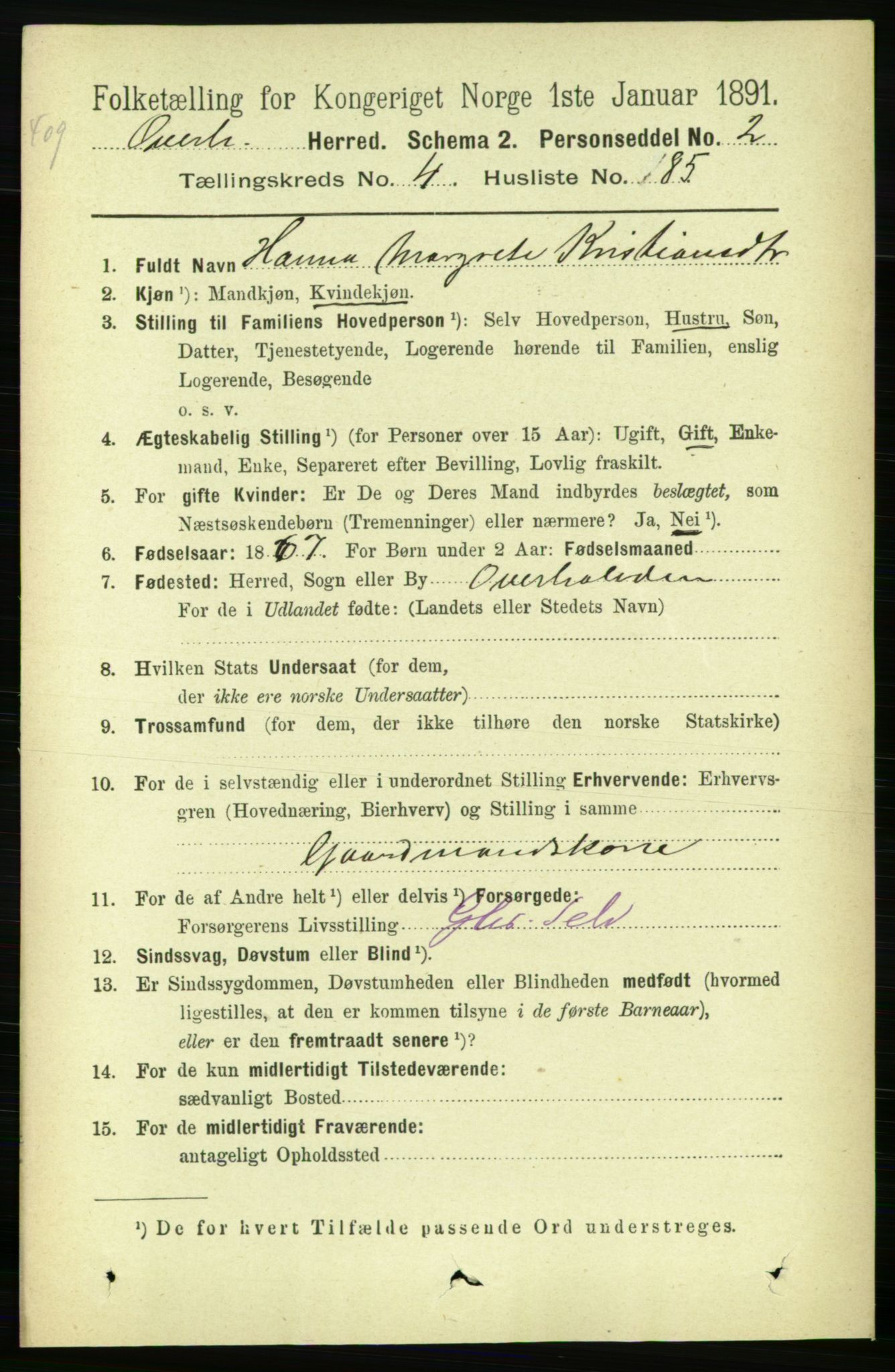 RA, 1891 census for 1744 Overhalla, 1891, p. 1590