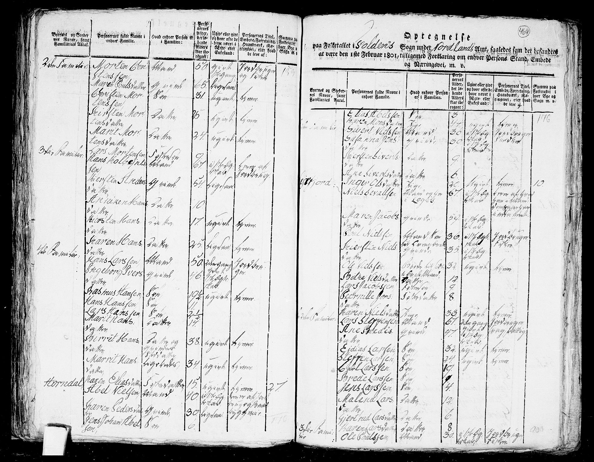 RA, 1801 census for 1845P Folda, 1801, p. 463b-464a