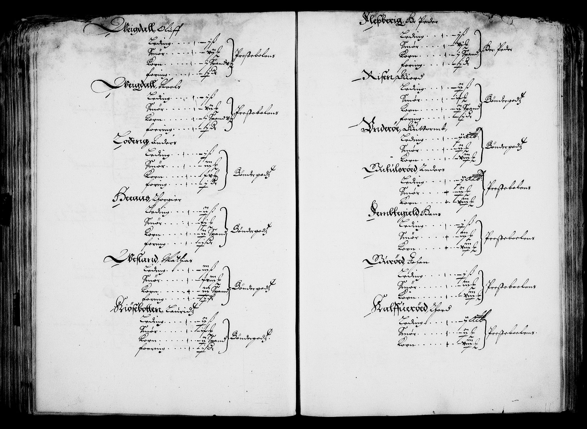 Rentekammeret inntil 1814, Realistisk ordnet avdeling, AV/RA-EA-4070/On/L0001/0001: Statens gods / [Jj 1]: Jordebok over Hannibal Sehesteds gods, 1651, p. 154