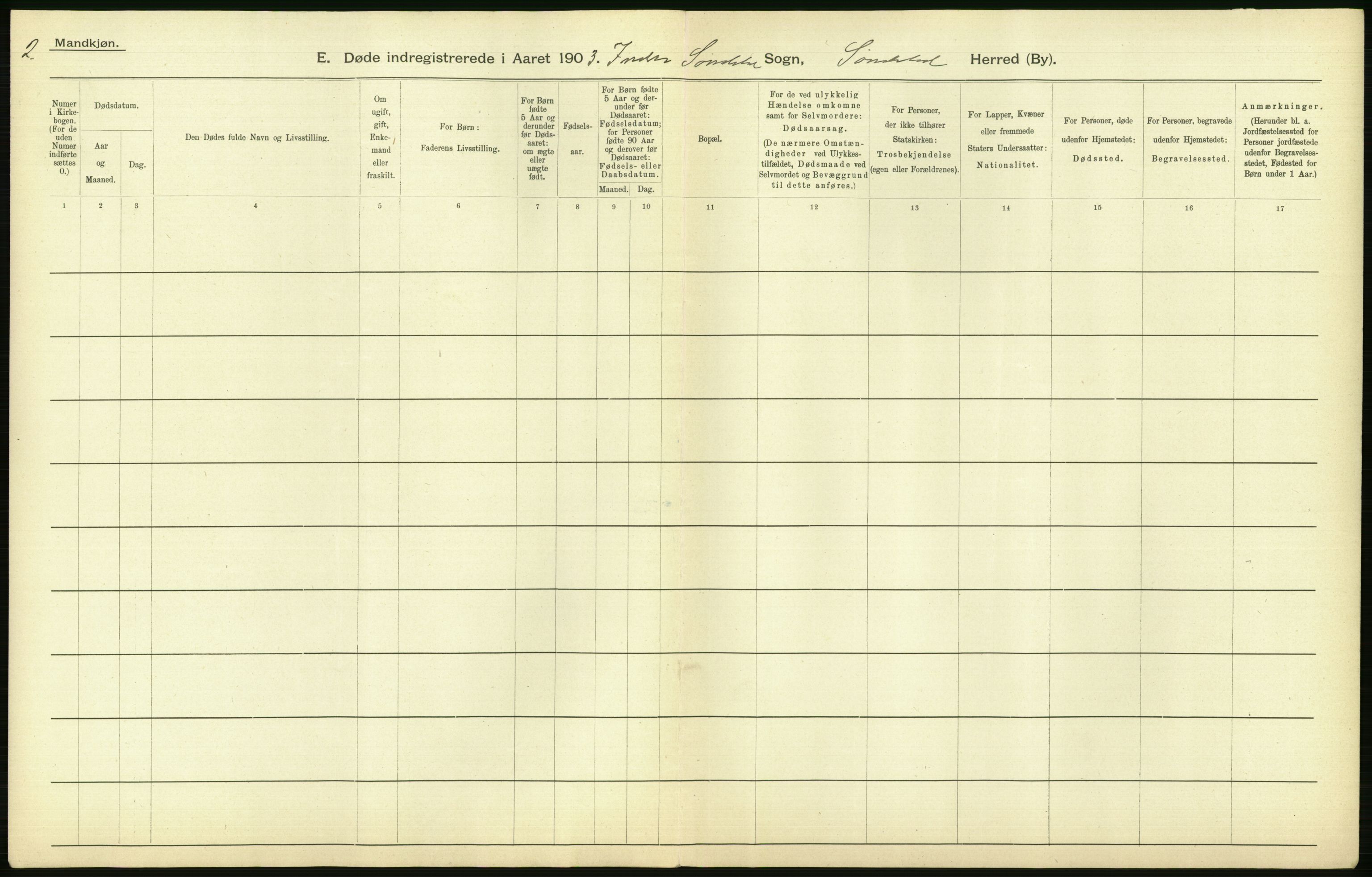 Statistisk sentralbyrå, Sosiodemografiske emner, Befolkning, AV/RA-S-2228/D/Df/Dfa/Dfaa/L0010: Nedenes amt: Fødte, gifte, døde, 1903, p. 366