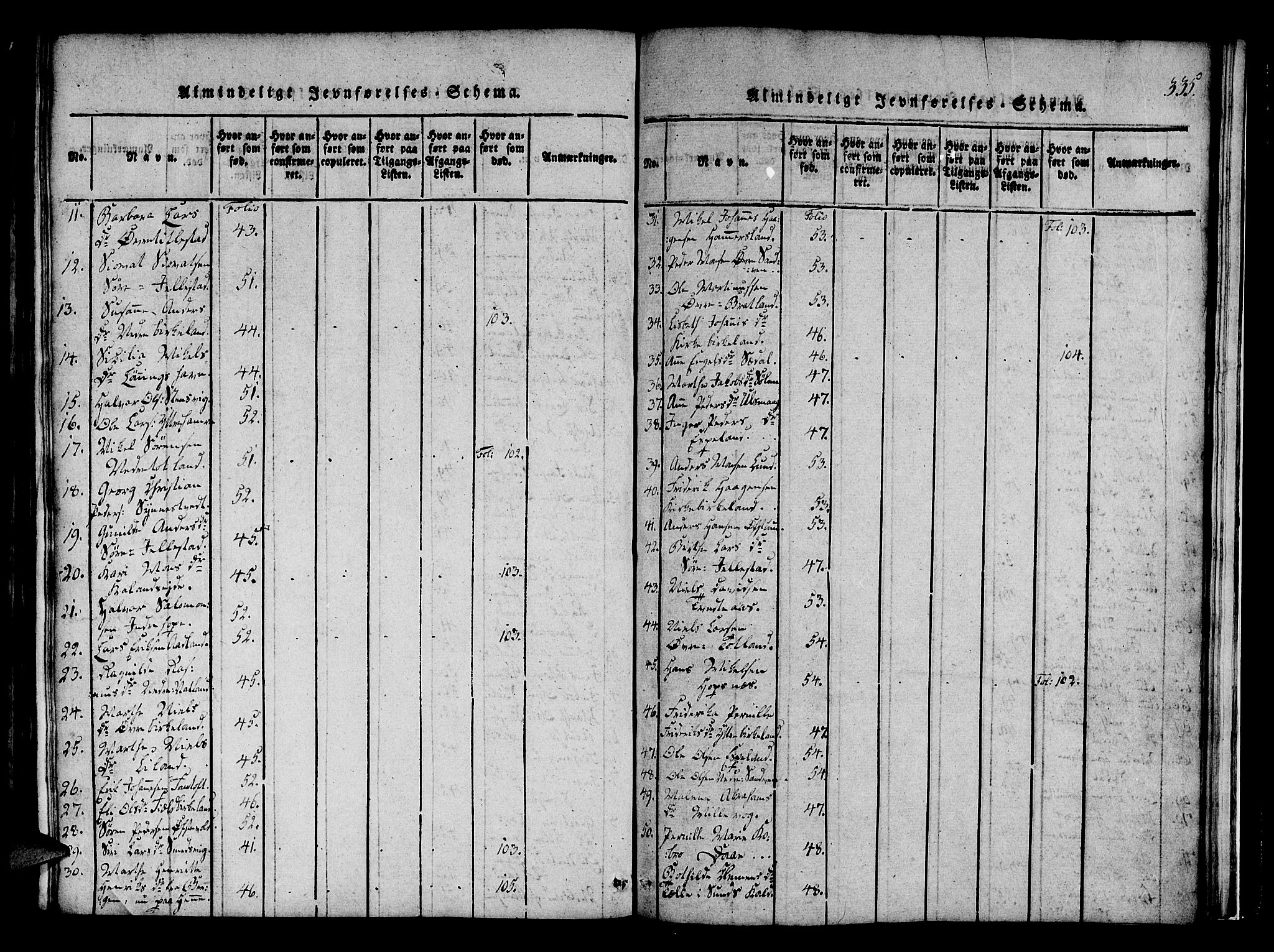Fana Sokneprestembete, SAB/A-75101/H/Haa/Haaa/L0007: Parish register (official) no. A 7, 1816-1828, p. 335