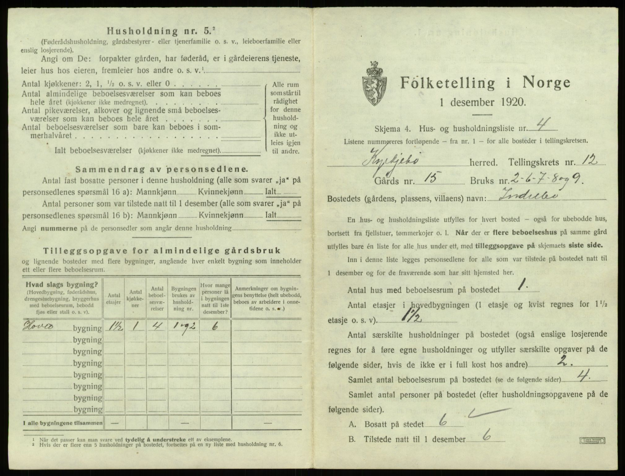 SAB, 1920 census for Kyrkjebø, 1920, p. 121