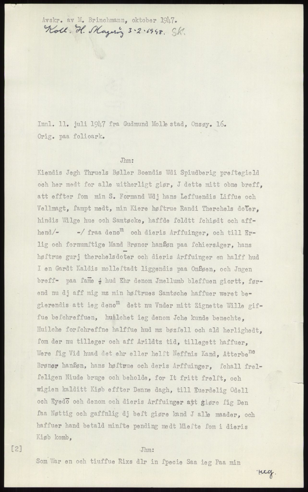 Samlinger til kildeutgivelse, Diplomavskriftsamlingen, AV/RA-EA-4053/H/Ha, p. 640