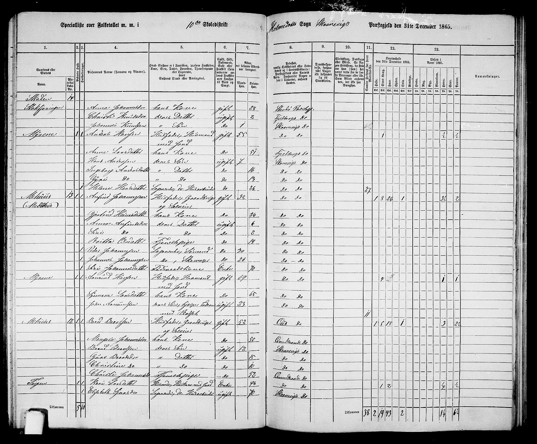 RA, 1865 census for Skånevik, 1865, p. 149