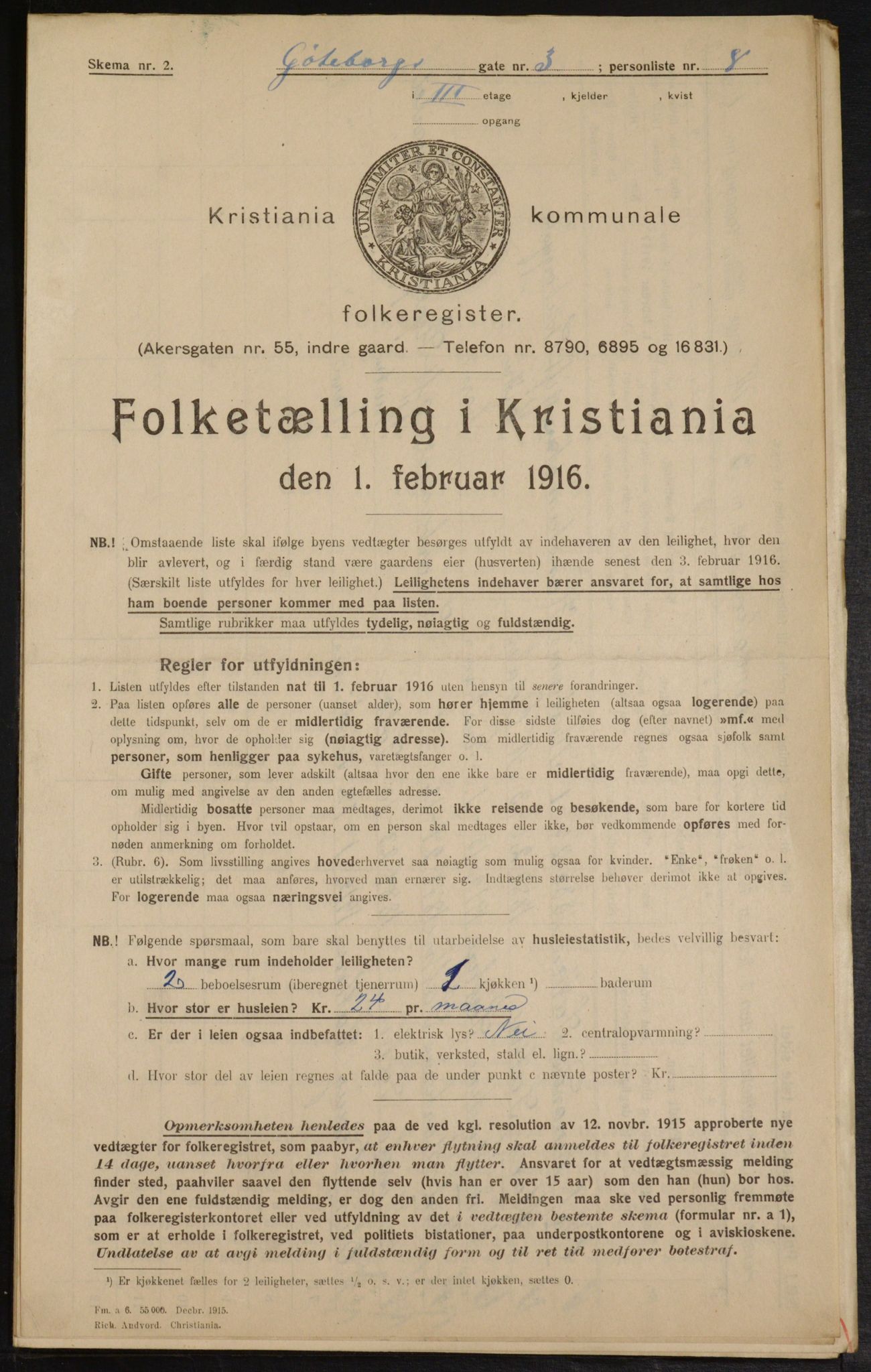 OBA, Municipal Census 1916 for Kristiania, 1916, p. 33261