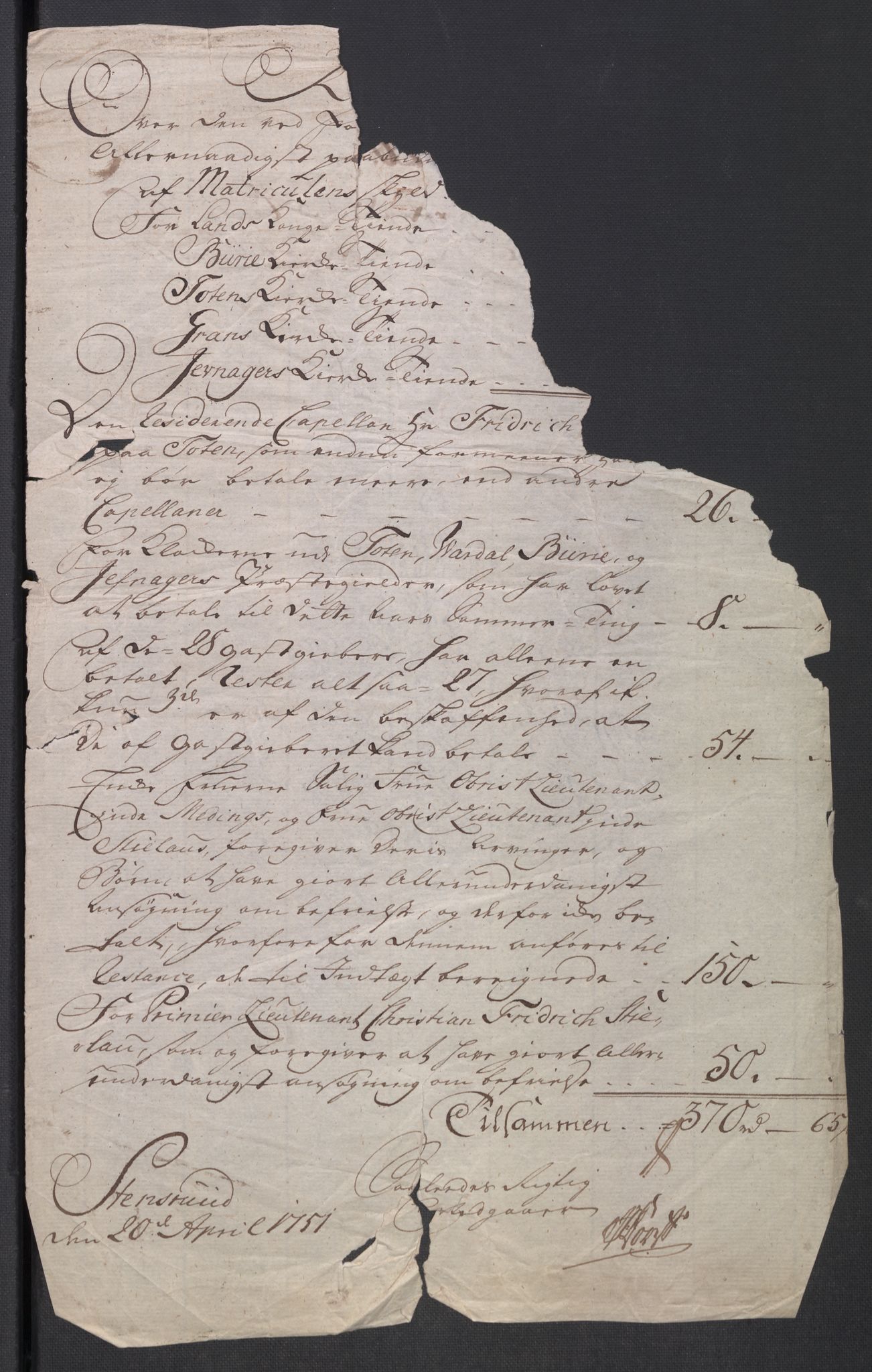 Rentekammeret inntil 1814, Reviderte regnskaper, Fogderegnskap, AV/RA-EA-4092/R18/L1348: Fogderegnskap Hadeland, Toten og Valdres, 1750-1751, p. 315