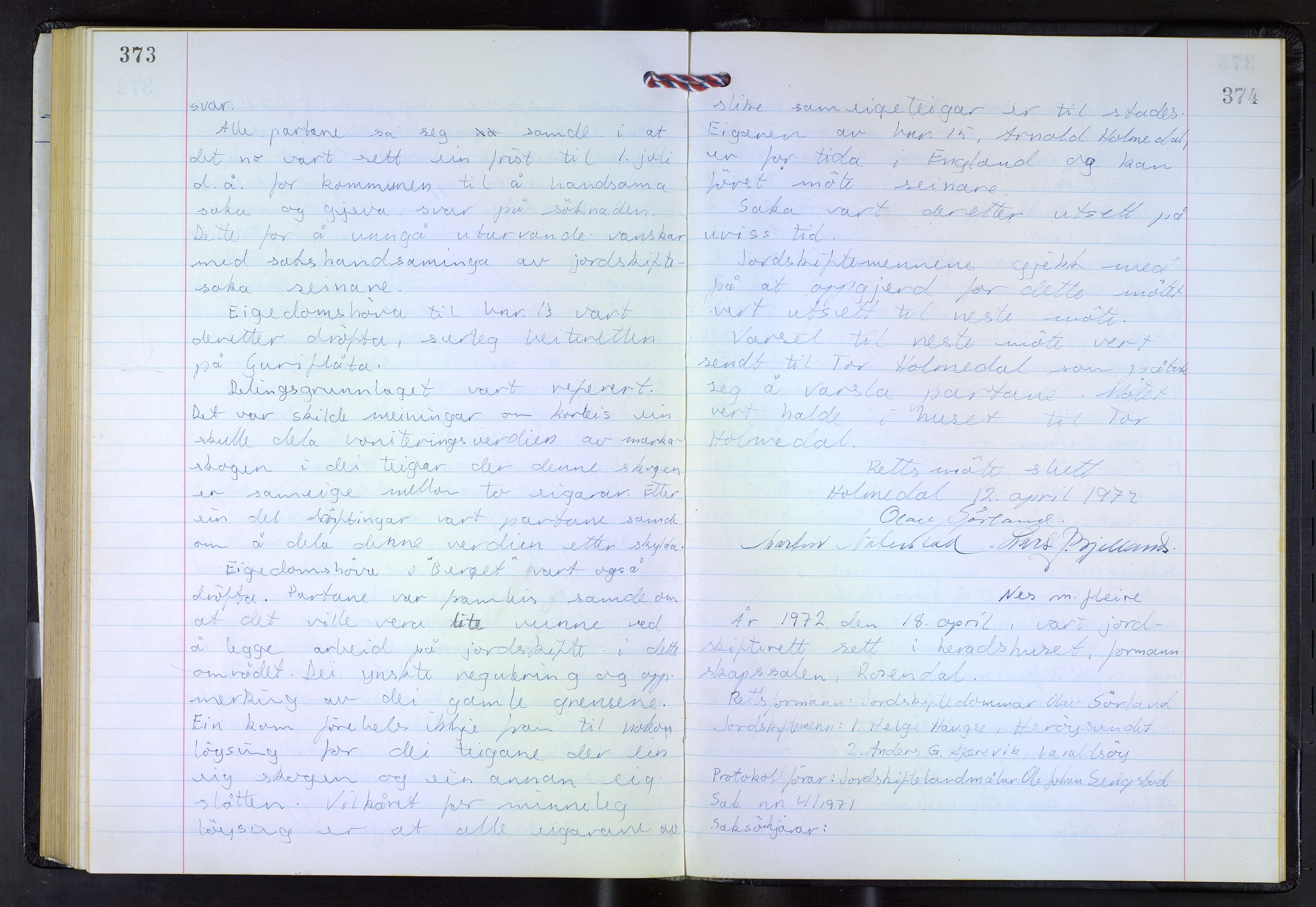 Hordaland jordskiftedøme - VII Indre Sunnhordland jordskiftedistrikt, AV/SAB-A-7401/A/Aa/L0033: Forhandlingsprotokoll, 1969-1972, p. 373-374