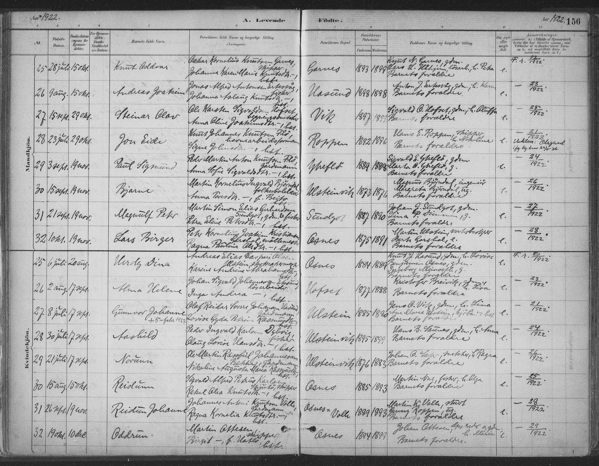 Ministerialprotokoller, klokkerbøker og fødselsregistre - Møre og Romsdal, AV/SAT-A-1454/509/L0106: Parish register (official) no. 509A04, 1883-1922, p. 156