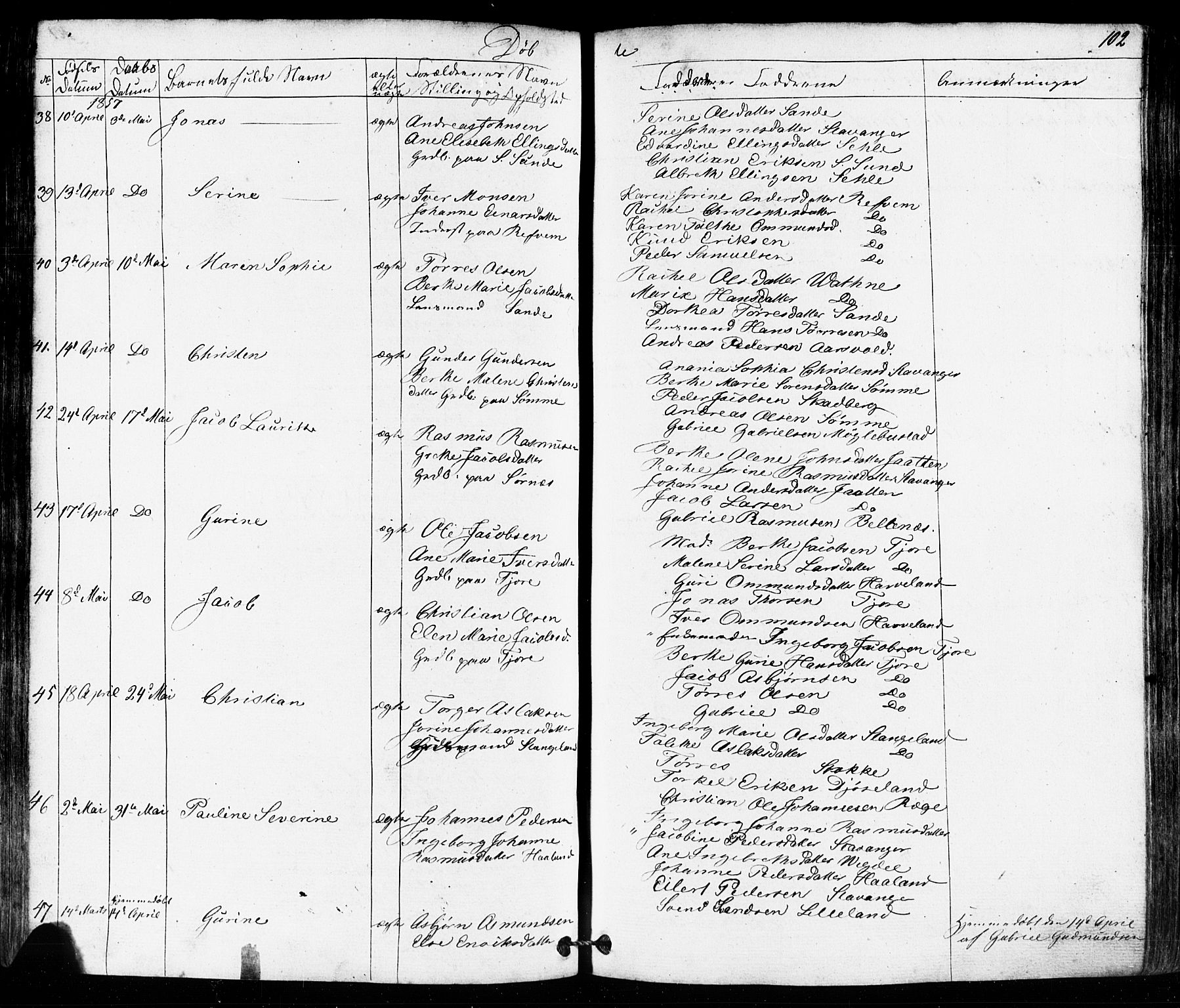 Håland sokneprestkontor, SAST/A-101802/001/30BB/L0002: Parish register (copy) no. B 2, 1845-1872, p. 102