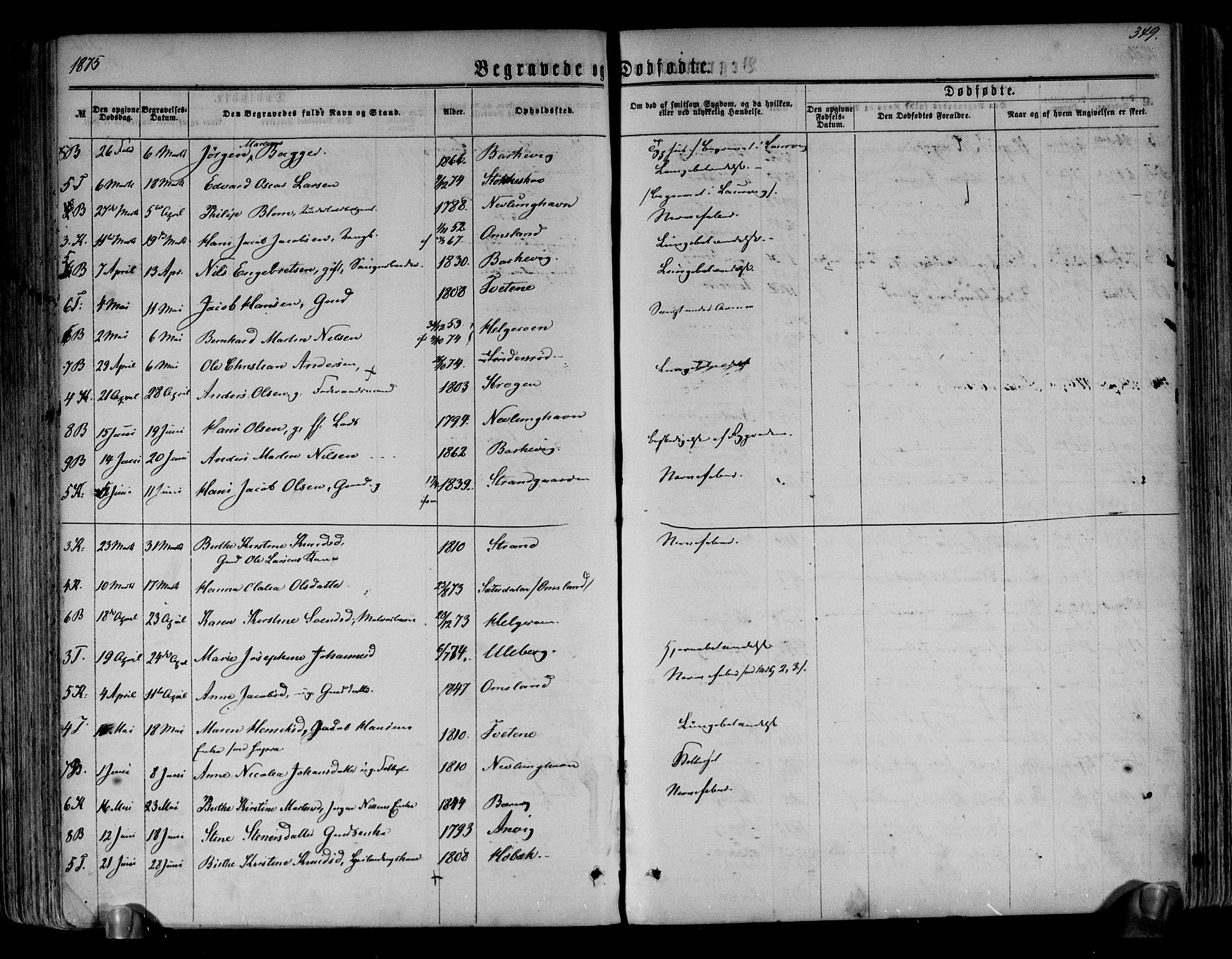 Brunlanes kirkebøker, SAKO/A-342/F/Fa/L0005: Parish register (official) no. I 5, 1862-1877, p. 349