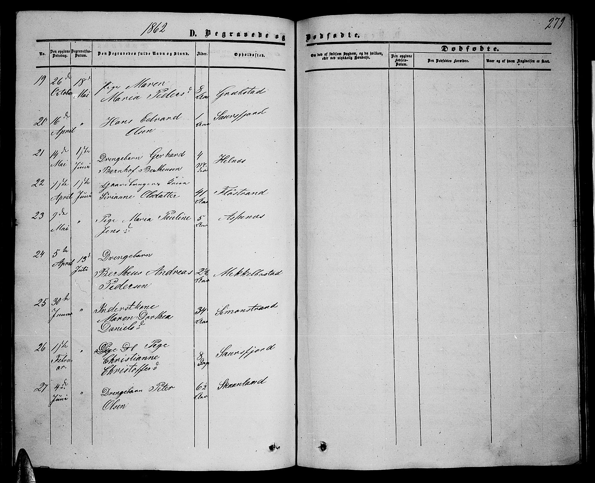 Ministerialprotokoller, klokkerbøker og fødselsregistre - Nordland, SAT/A-1459/857/L0827: Parish register (copy) no. 857C02, 1852-1879, p. 279