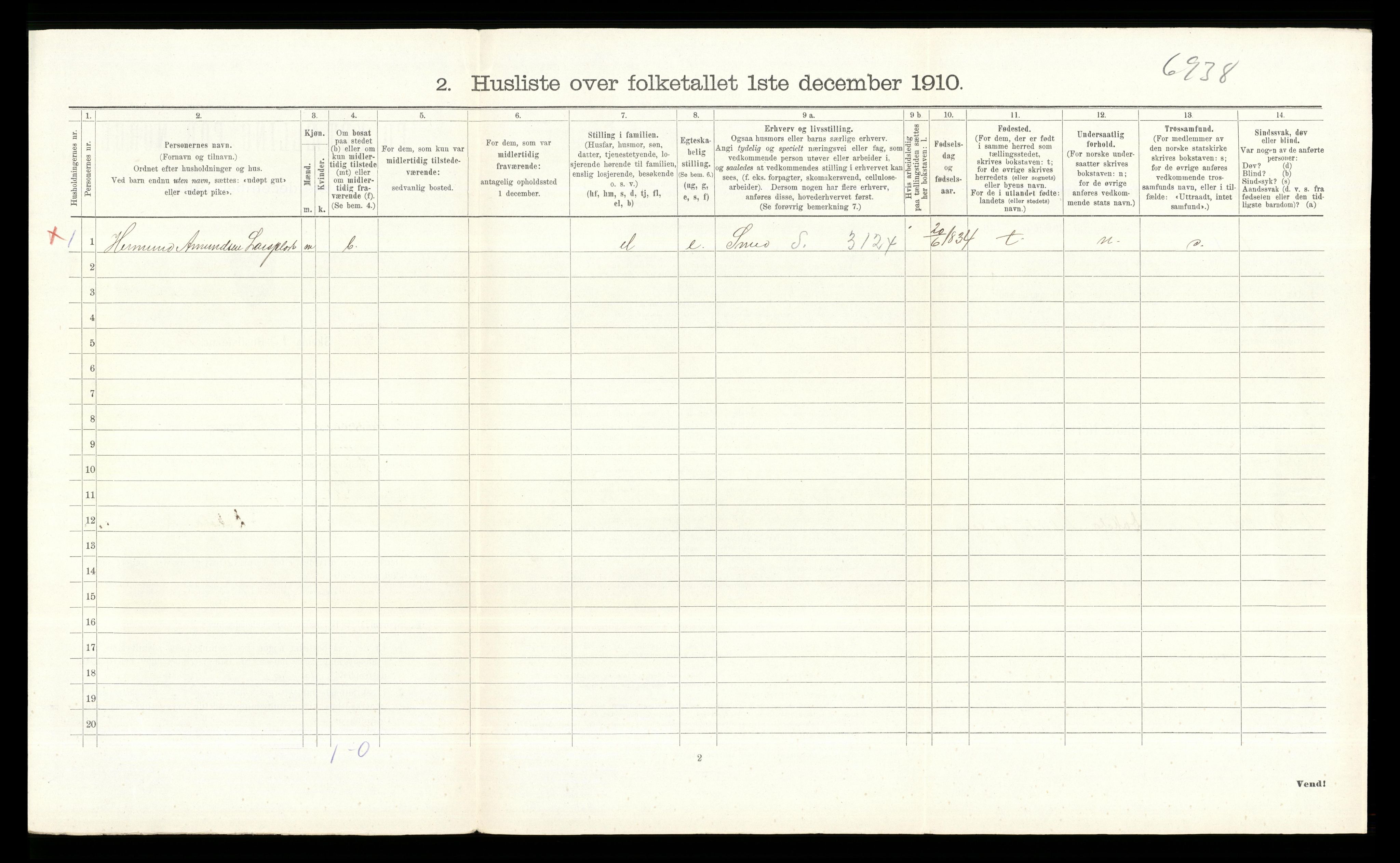 RA, 1910 census for Gol, 1910, p. 253