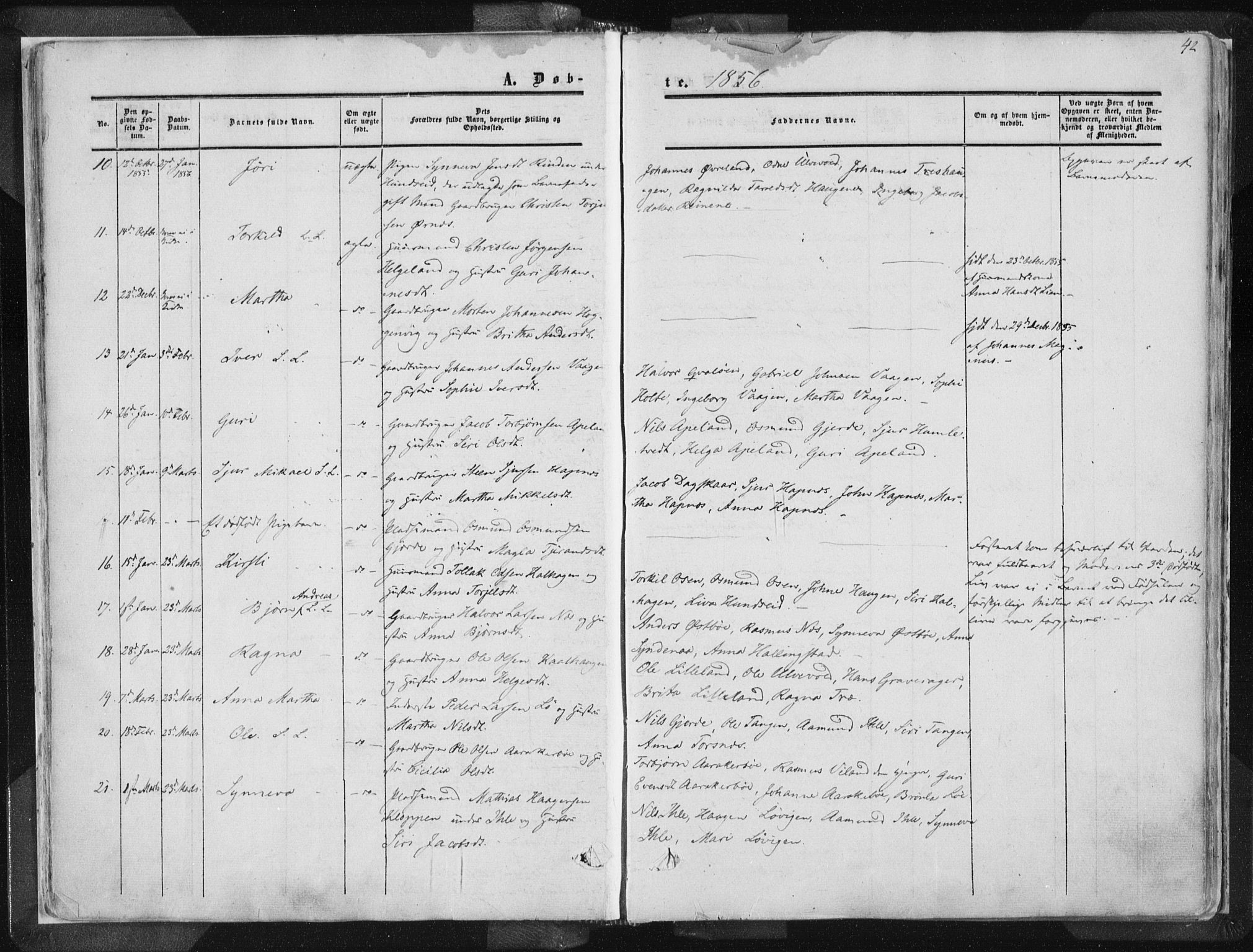 Vikedal sokneprestkontor, AV/SAST-A-101840/01/IV: Parish register (official) no. A 6.1, 1851-1867, p. 42