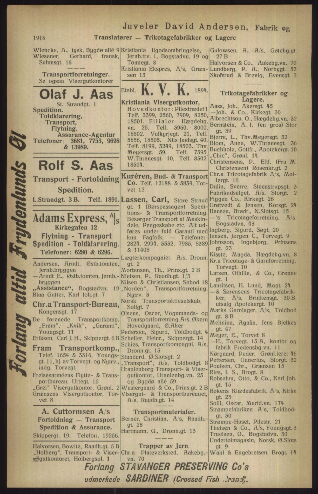 Kristiania/Oslo adressebok, PUBL/-, 1915, p. 1918