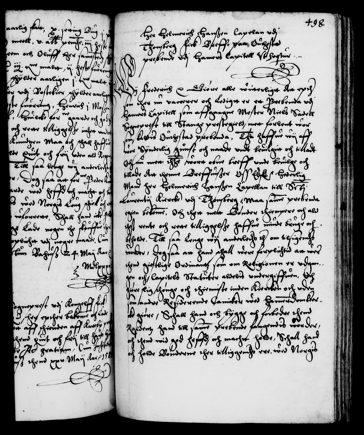 Danske Kanselli 1572-1799, RA/EA-3023/F/Fc/Fca/Fcaa/L0001: Norske registre (mikrofilm), 1572-1588, p. 498a