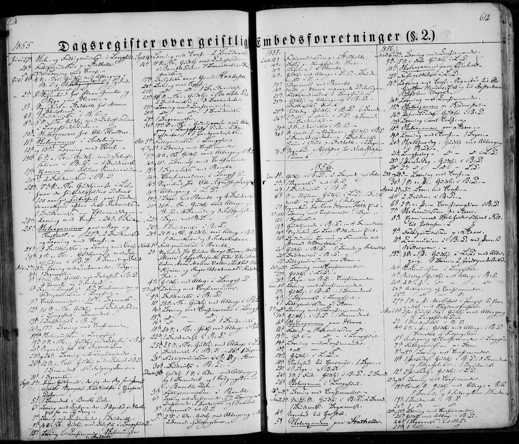 Bamble kirkebøker, SAKO/A-253/F/Fa/L0005: Parish register (official) no. I 5, 1854-1869, p. 612