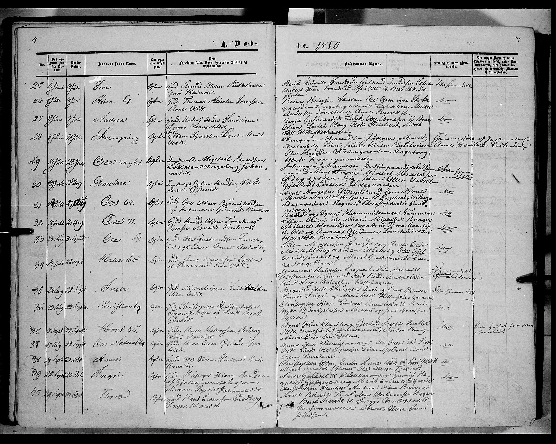 Sør-Aurdal prestekontor, AV/SAH-PREST-128/H/Ha/Haa/L0005: Parish register (official) no. 5, 1849-1876, p. 4