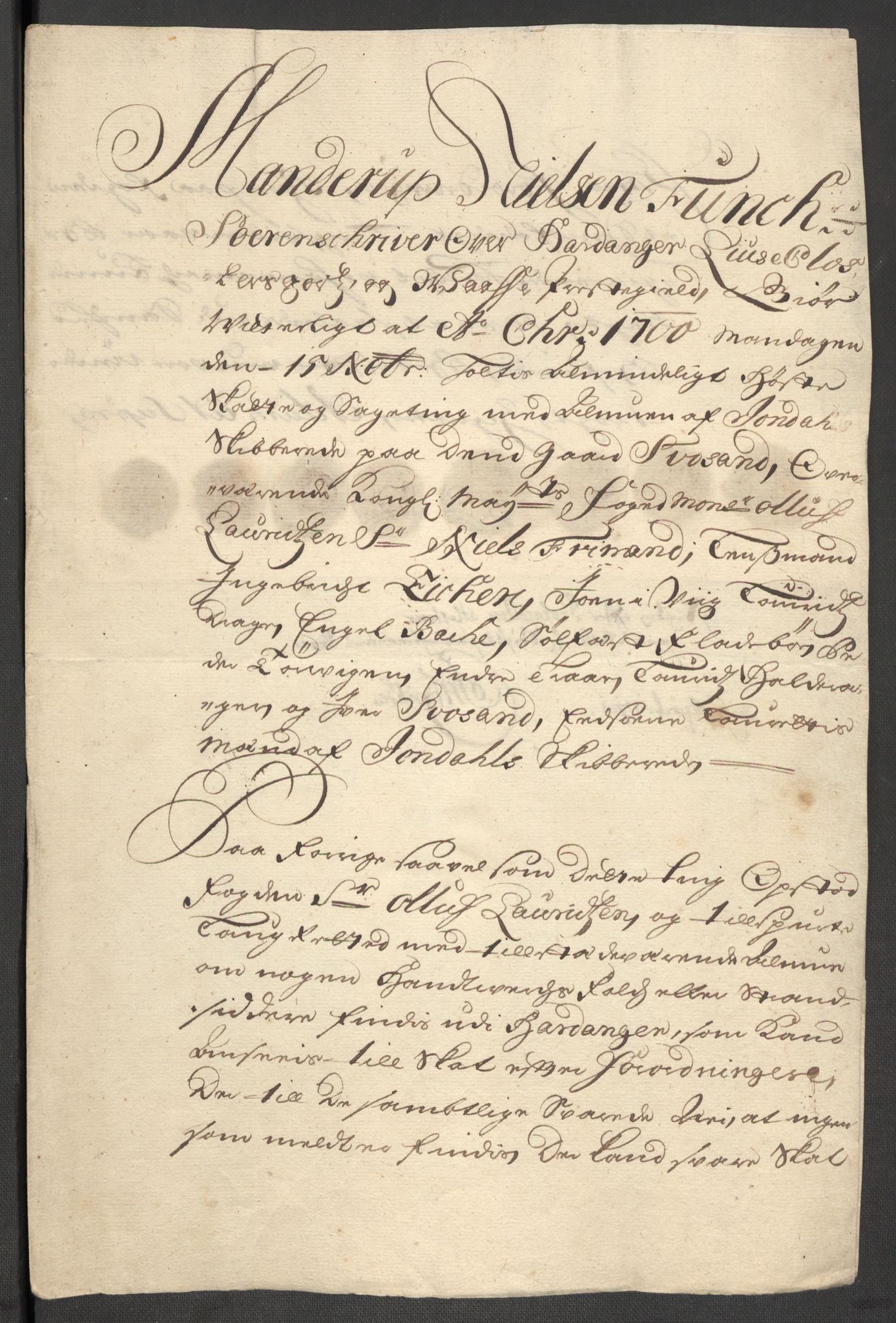 Rentekammeret inntil 1814, Reviderte regnskaper, Fogderegnskap, AV/RA-EA-4092/R48/L2979: Fogderegnskap Sunnhordland og Hardanger, 1700-1701, p. 212