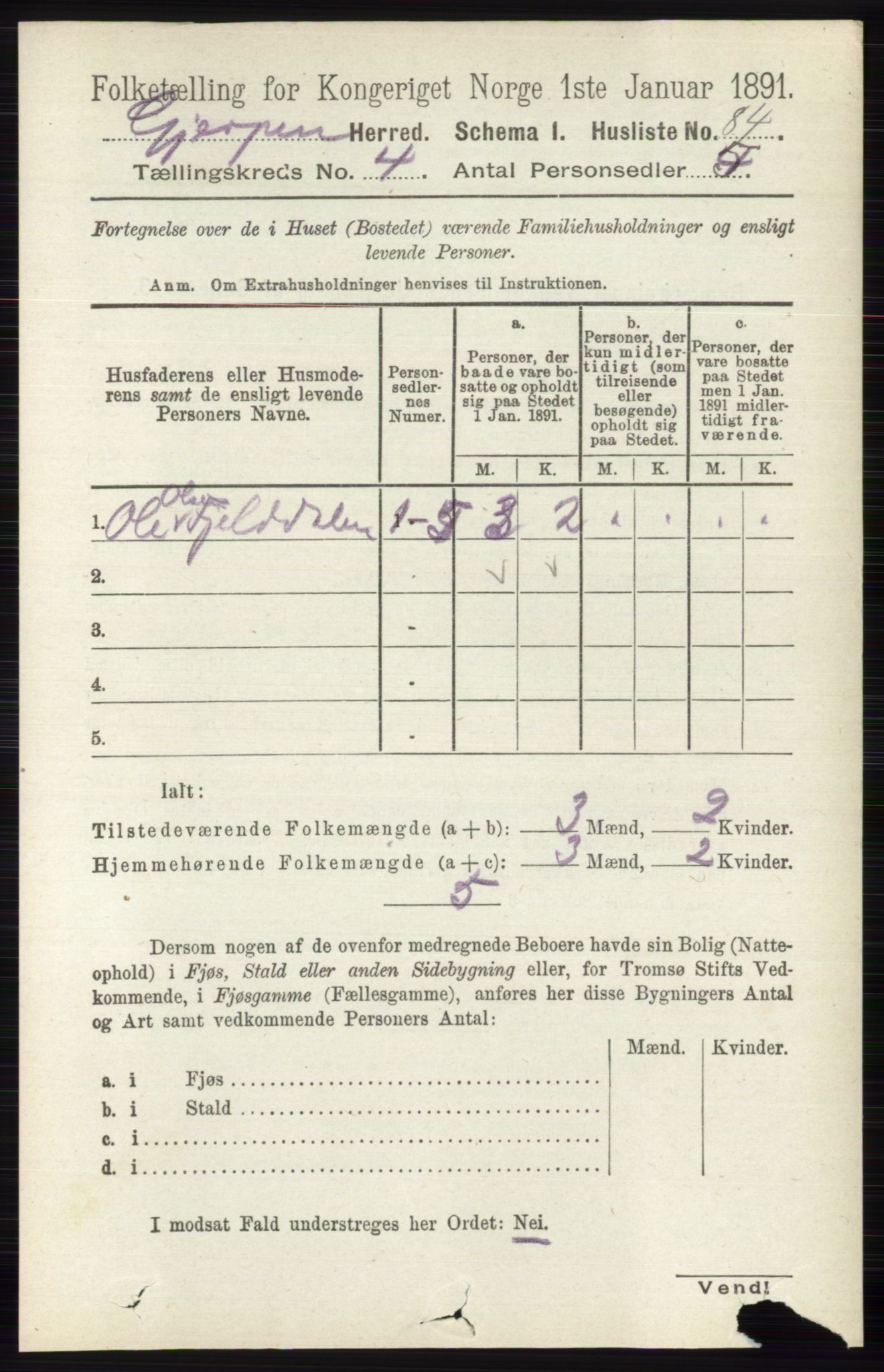 RA, 1891 census for 0812 Gjerpen, 1891, p. 1945