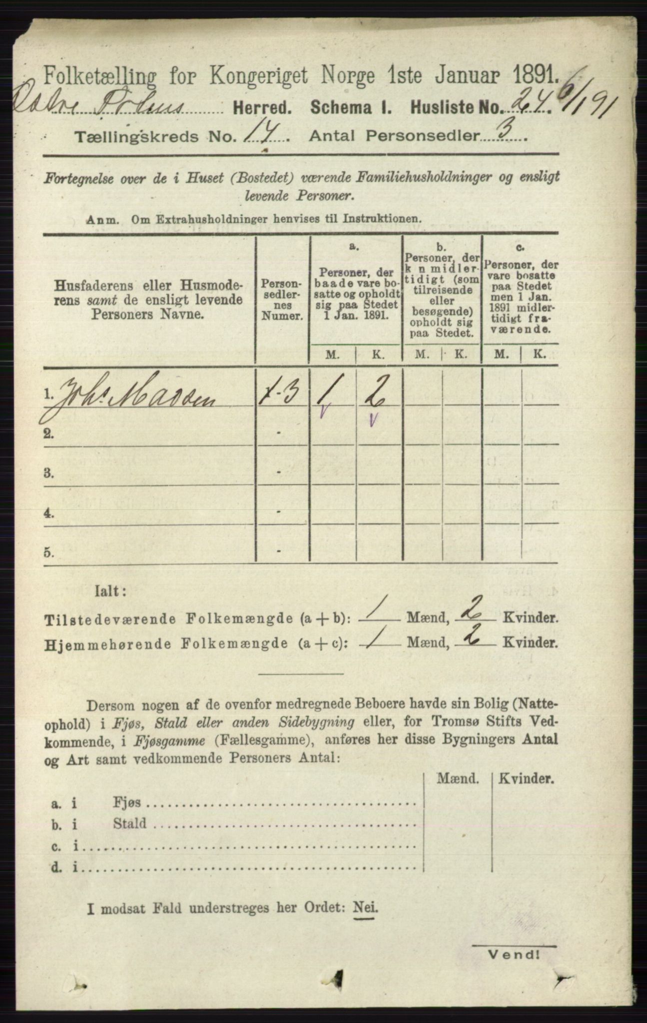 RA, 1891 census for 0528 Østre Toten, 1891, p. 9061