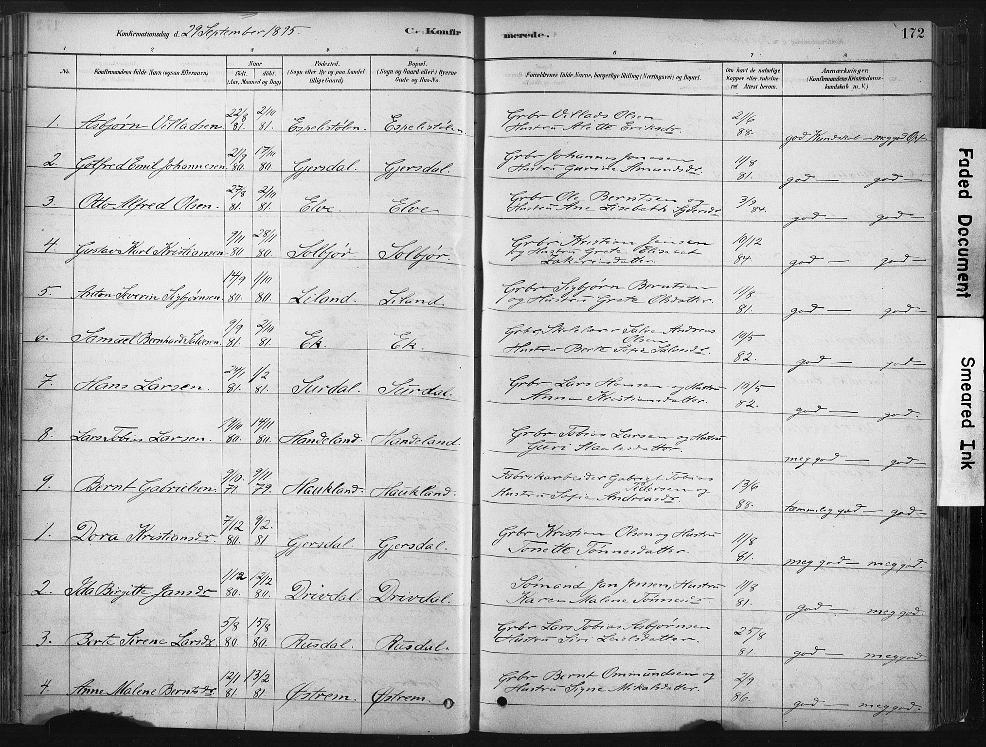 Lund sokneprestkontor, SAST/A-101809/S06/L0011: Parish register (official) no. A 10, 1877-1904, p. 172