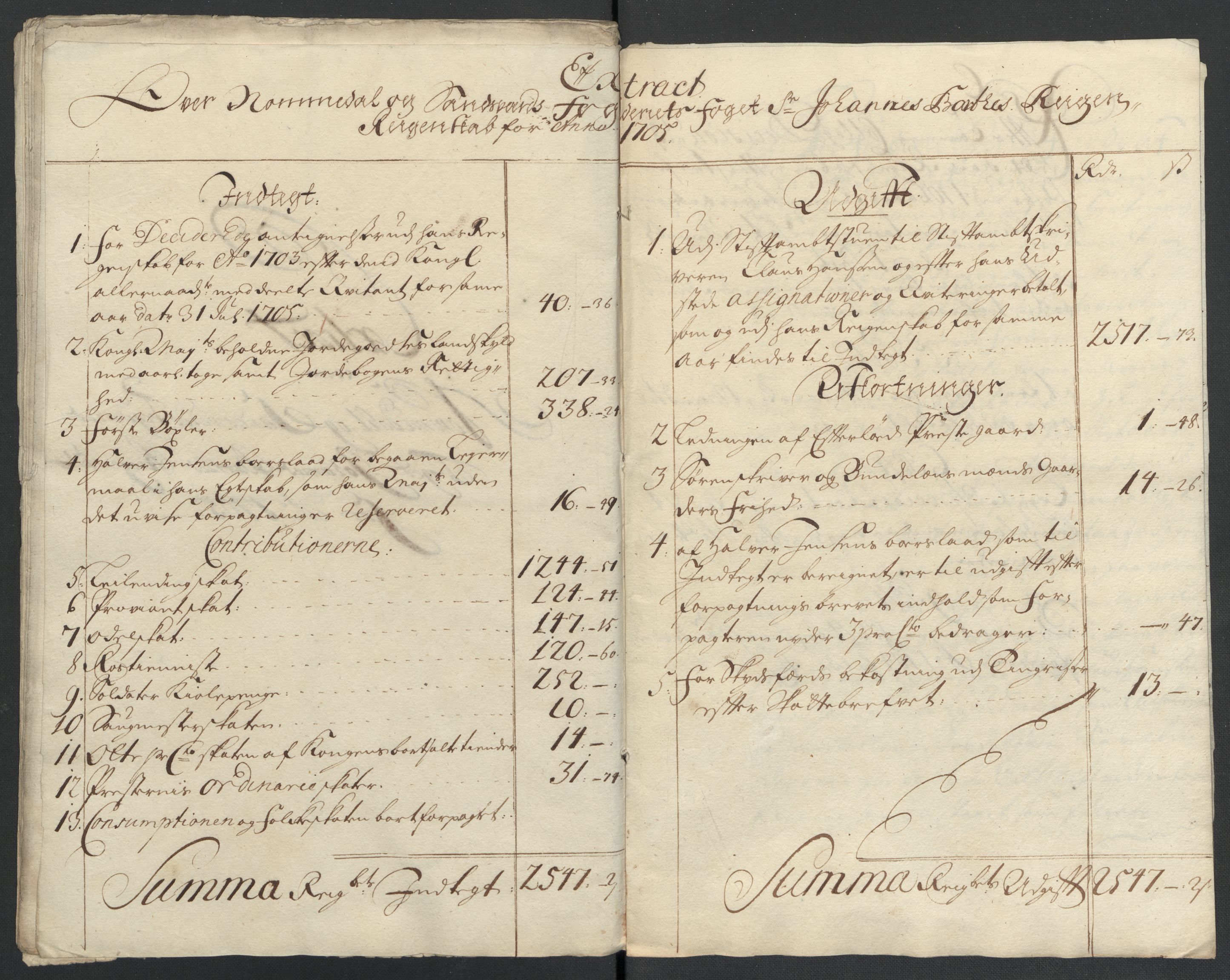 Rentekammeret inntil 1814, Reviderte regnskaper, Fogderegnskap, AV/RA-EA-4092/R24/L1583: Fogderegnskap Numedal og Sandsvær, 1705-1706, p. 186