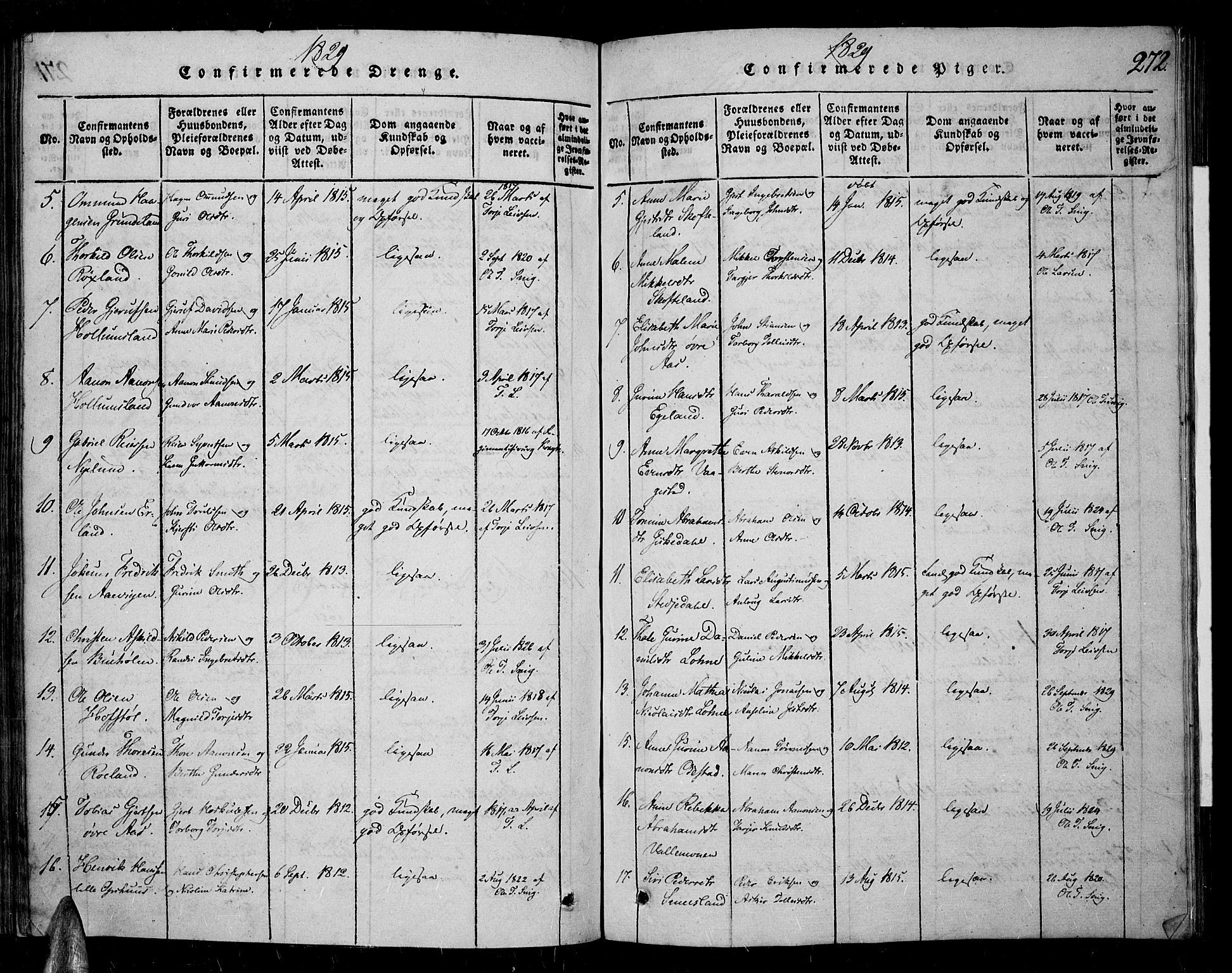 Sør-Audnedal sokneprestkontor, AV/SAK-1111-0039/F/Fa/Fab/L0005: Parish register (official) no. A 5, 1816-1830, p. 272