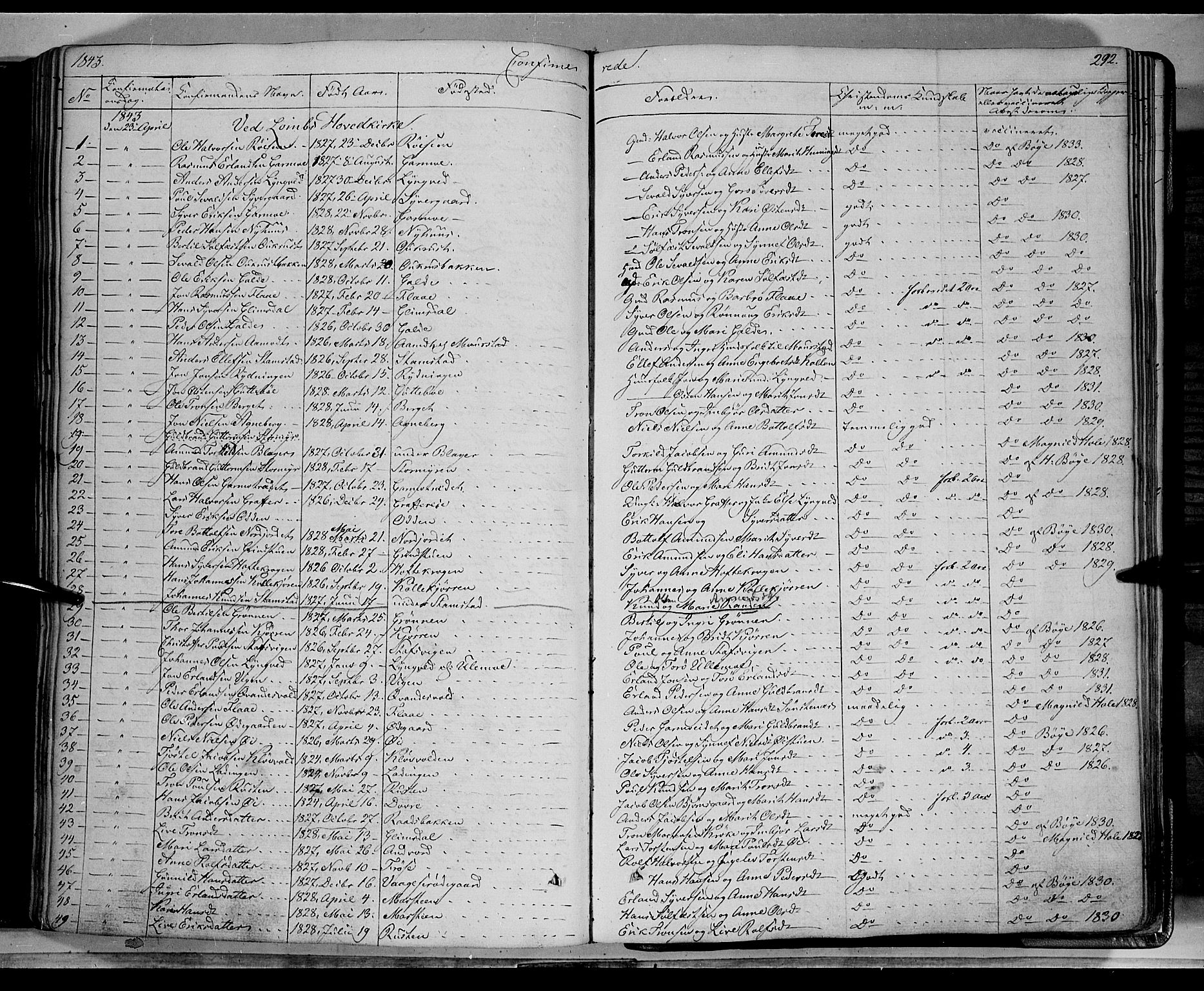 Lom prestekontor, AV/SAH-PREST-070/K/L0006: Parish register (official) no. 6A, 1837-1863, p. 292