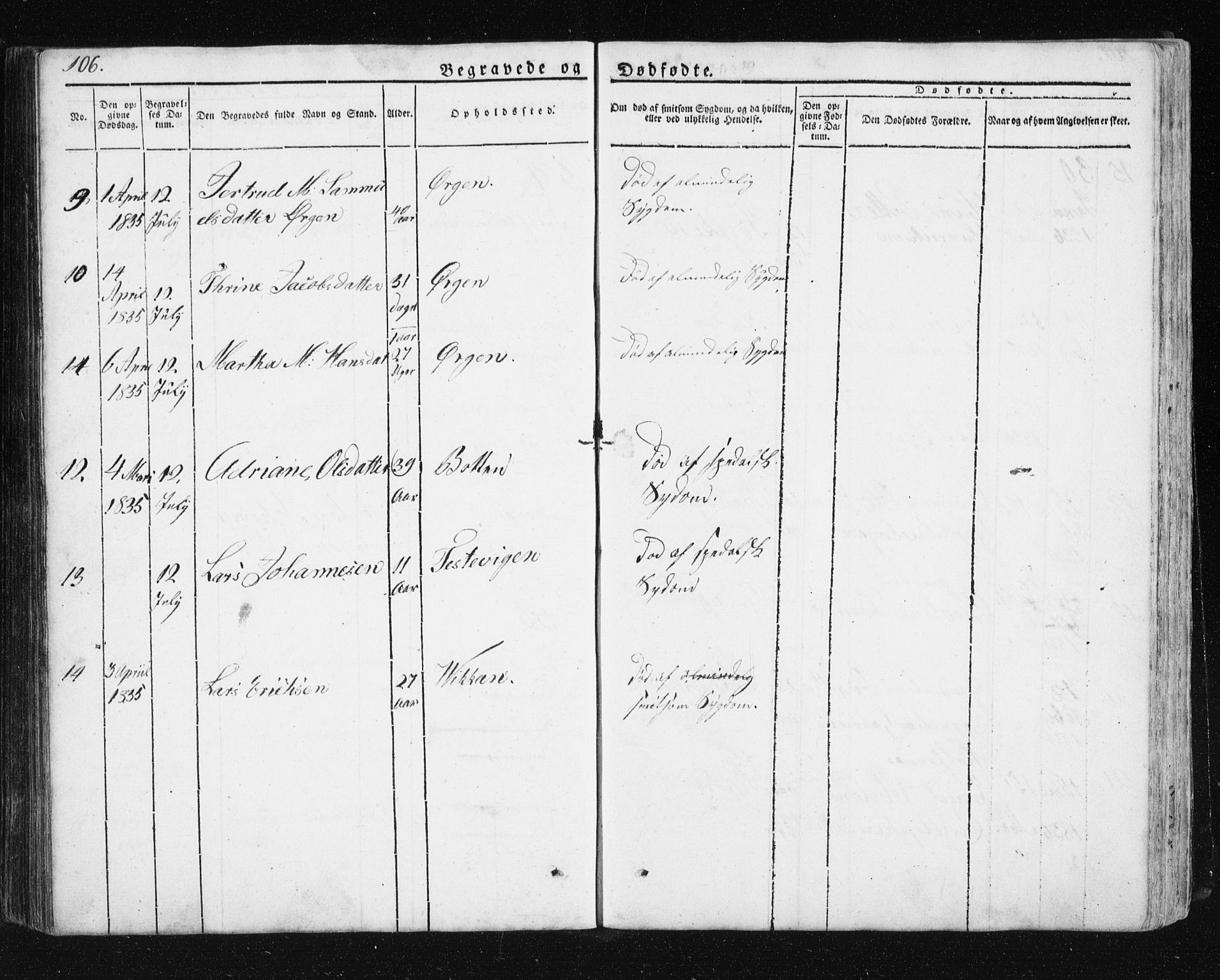 Berg sokneprestkontor, SATØ/S-1318/G/Ga/Gab/L0011klokker: Parish register (copy) no. 11, 1833-1878, p. 106