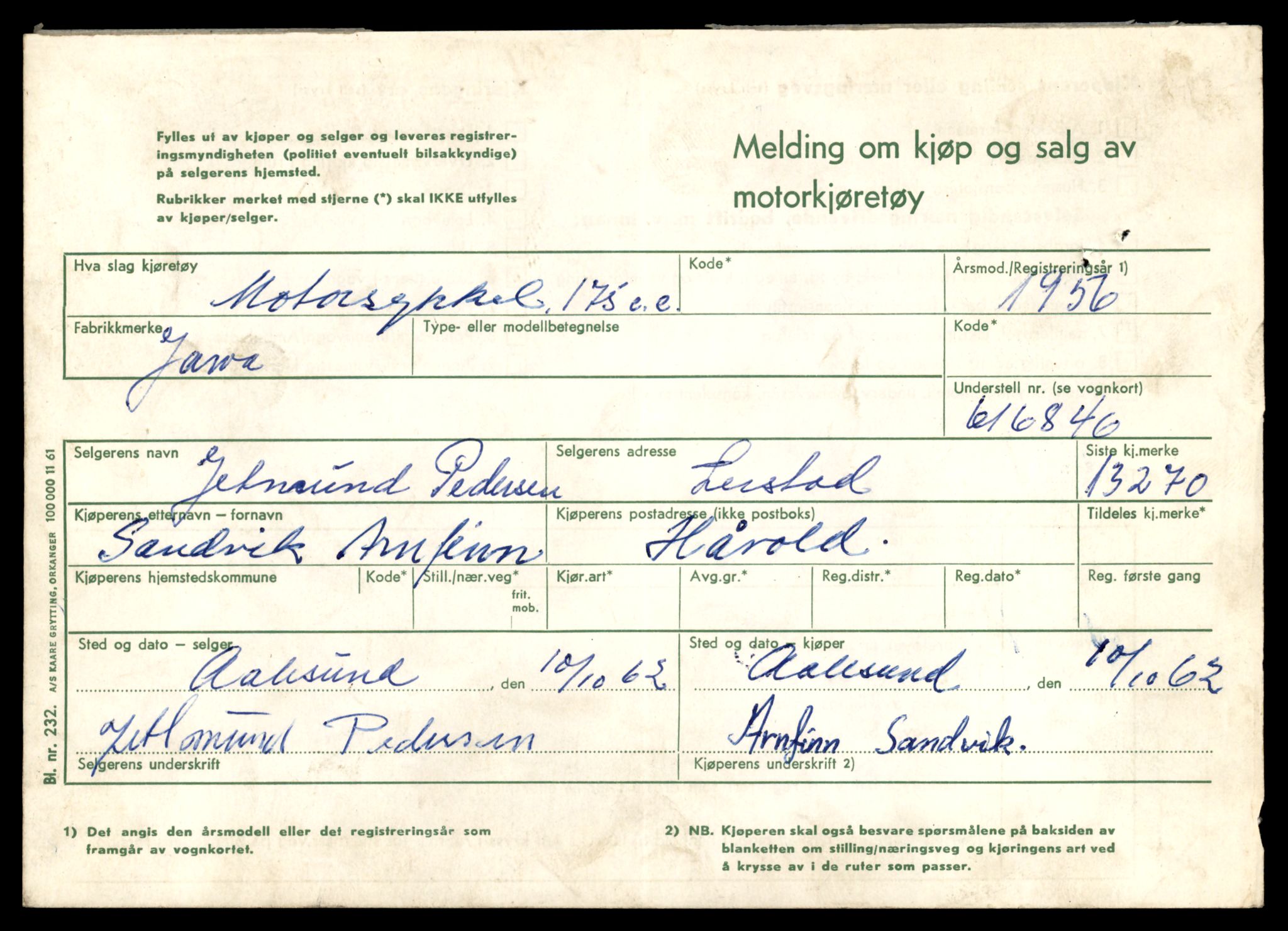 Møre og Romsdal vegkontor - Ålesund trafikkstasjon, AV/SAT-A-4099/F/Fe/L0038: Registreringskort for kjøretøy T 13180 - T 13360, 1927-1998, p. 1487