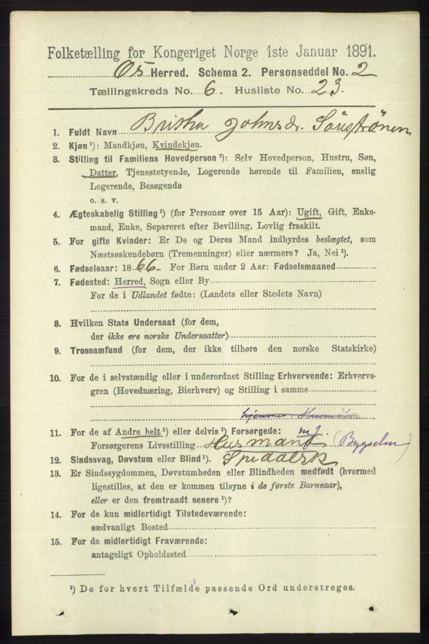 RA, 1891 census for 1243 Os, 1891, p. 1571