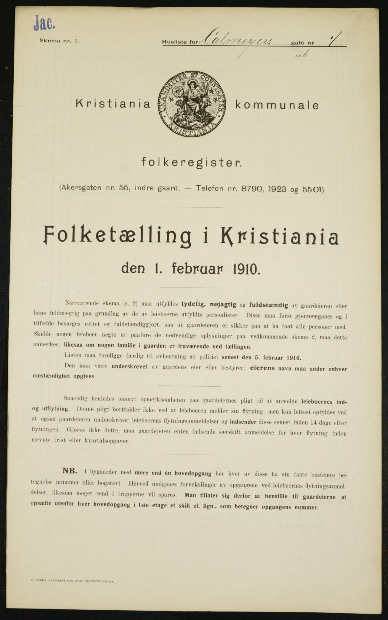 OBA, Municipal Census 1910 for Kristiania, 1910, p. 10873