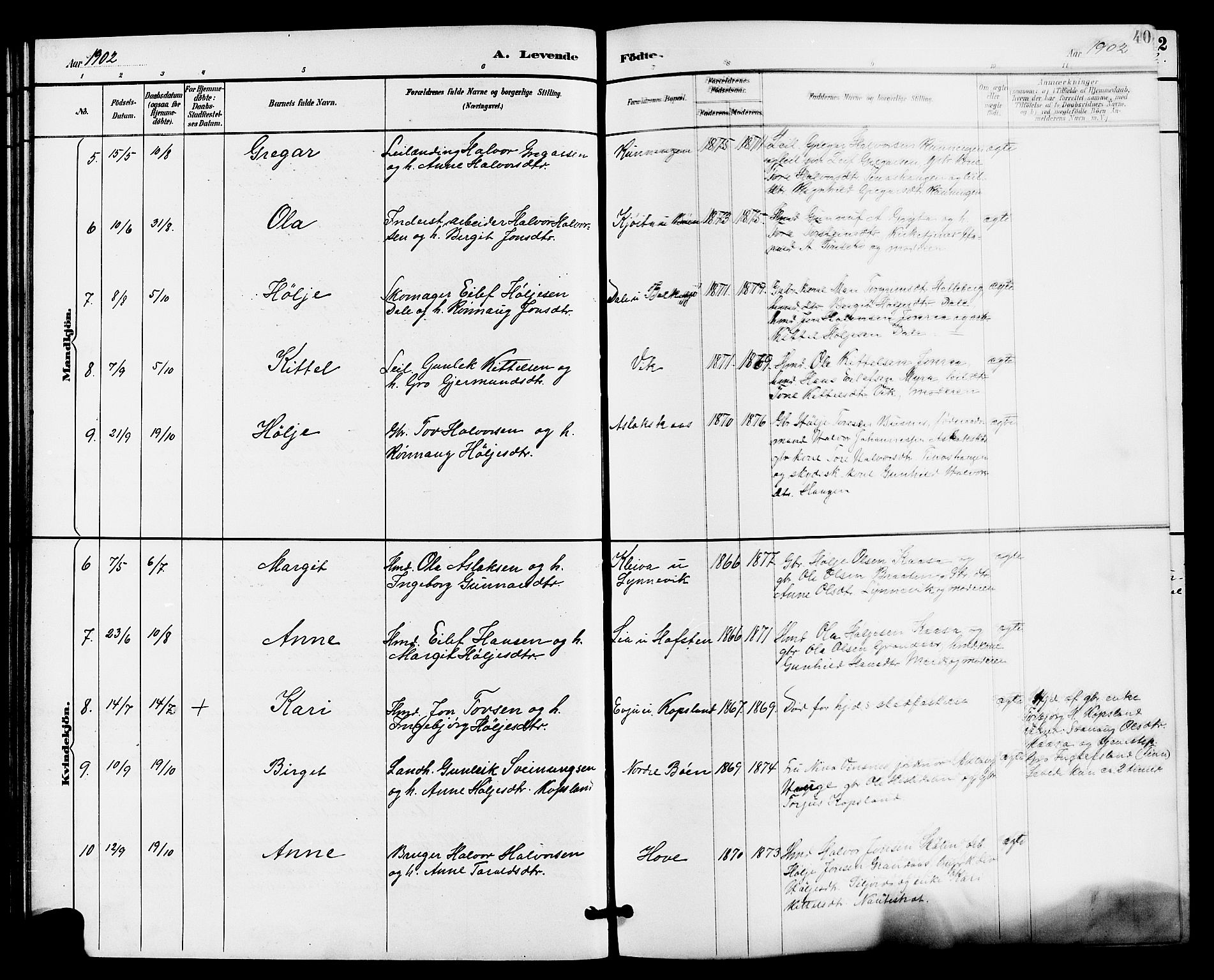 Gransherad kirkebøker, SAKO/A-267/G/Ga/L0003: Parish register (copy) no. I 3, 1887-1915, p. 40