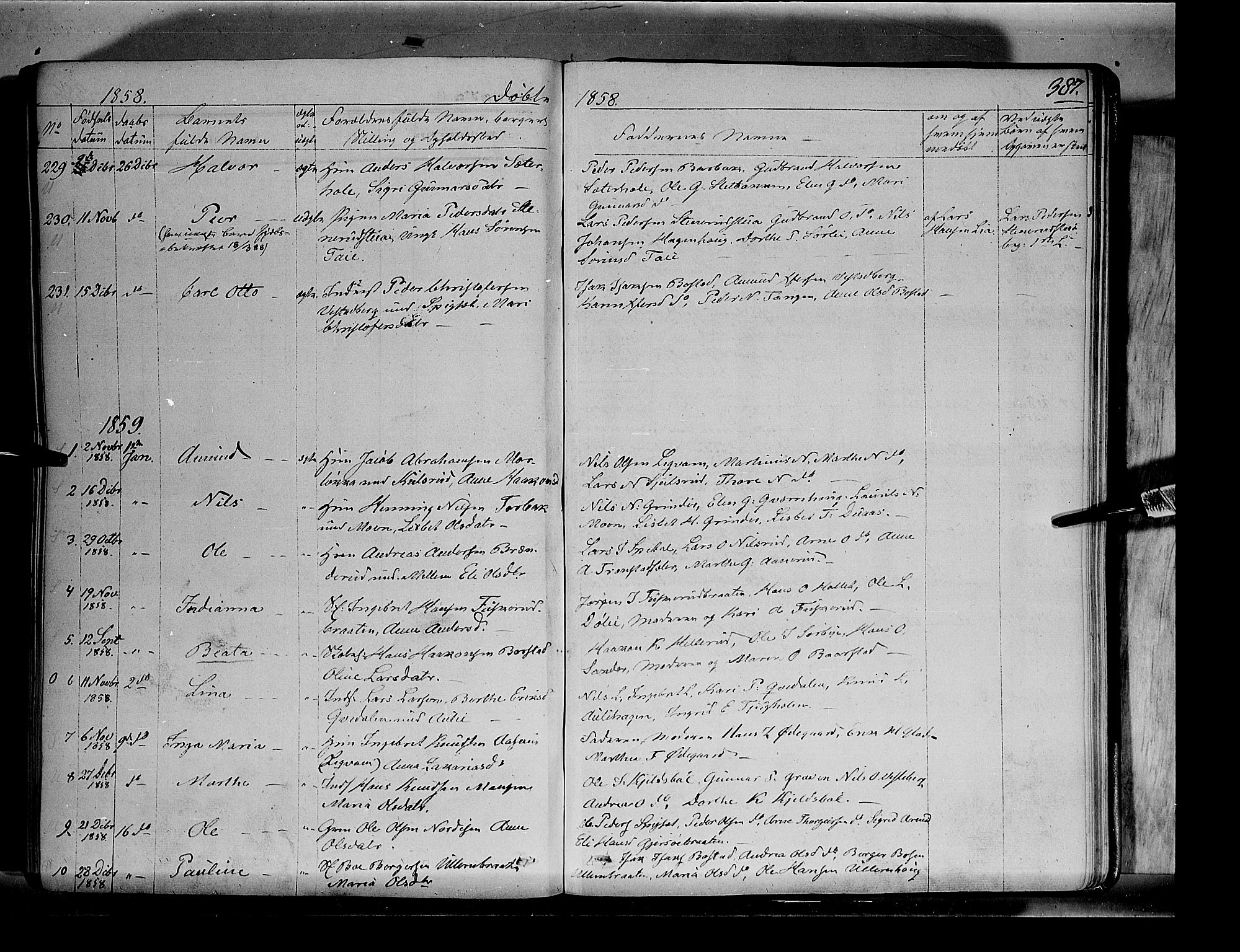 Sør-Odal prestekontor, SAH/PREST-030/H/Ha/Haa/L0001: Parish register (official) no. 1, 1849-1859, p. 387
