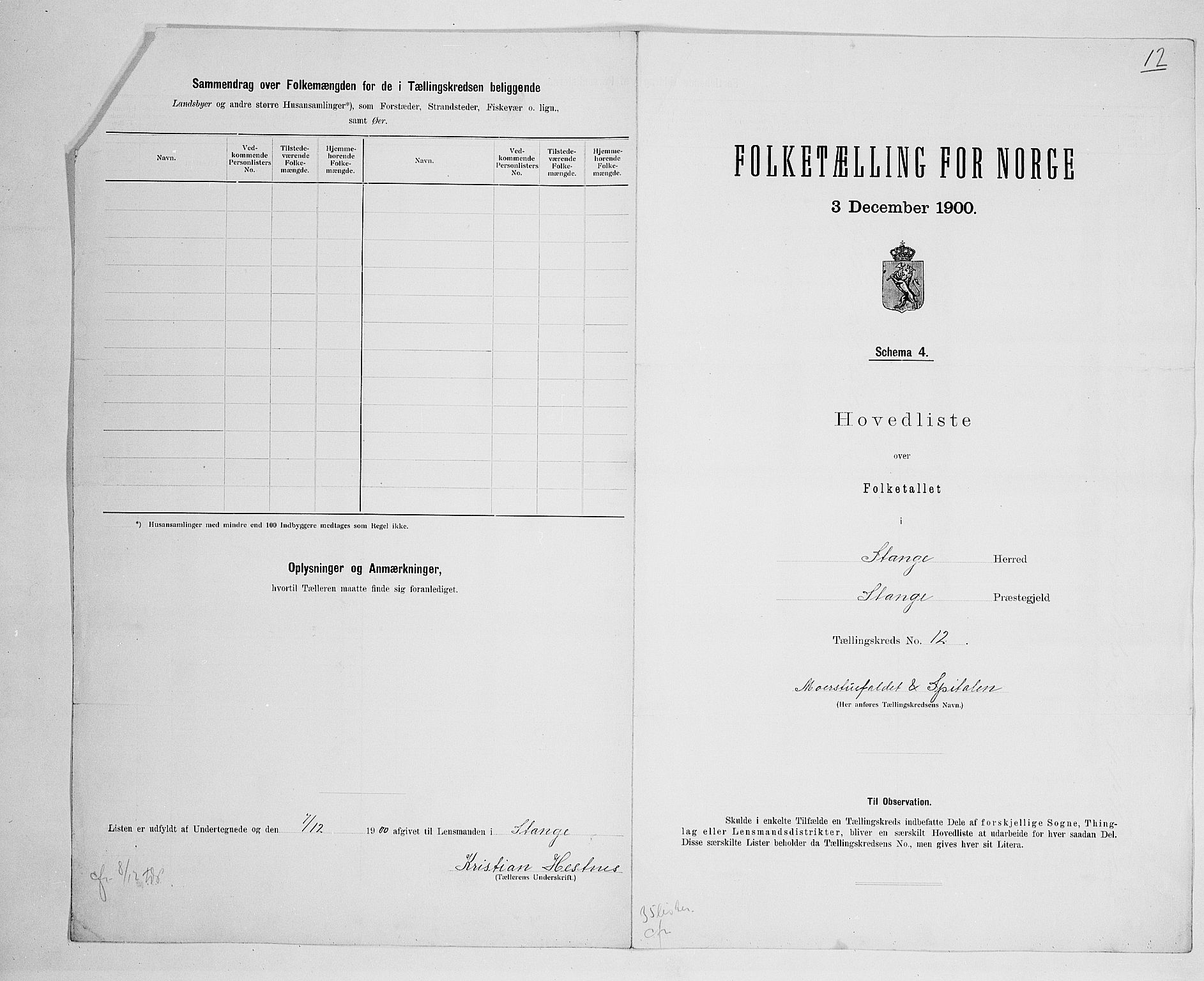 SAH, 1900 census for Stange, 1900, p. 61