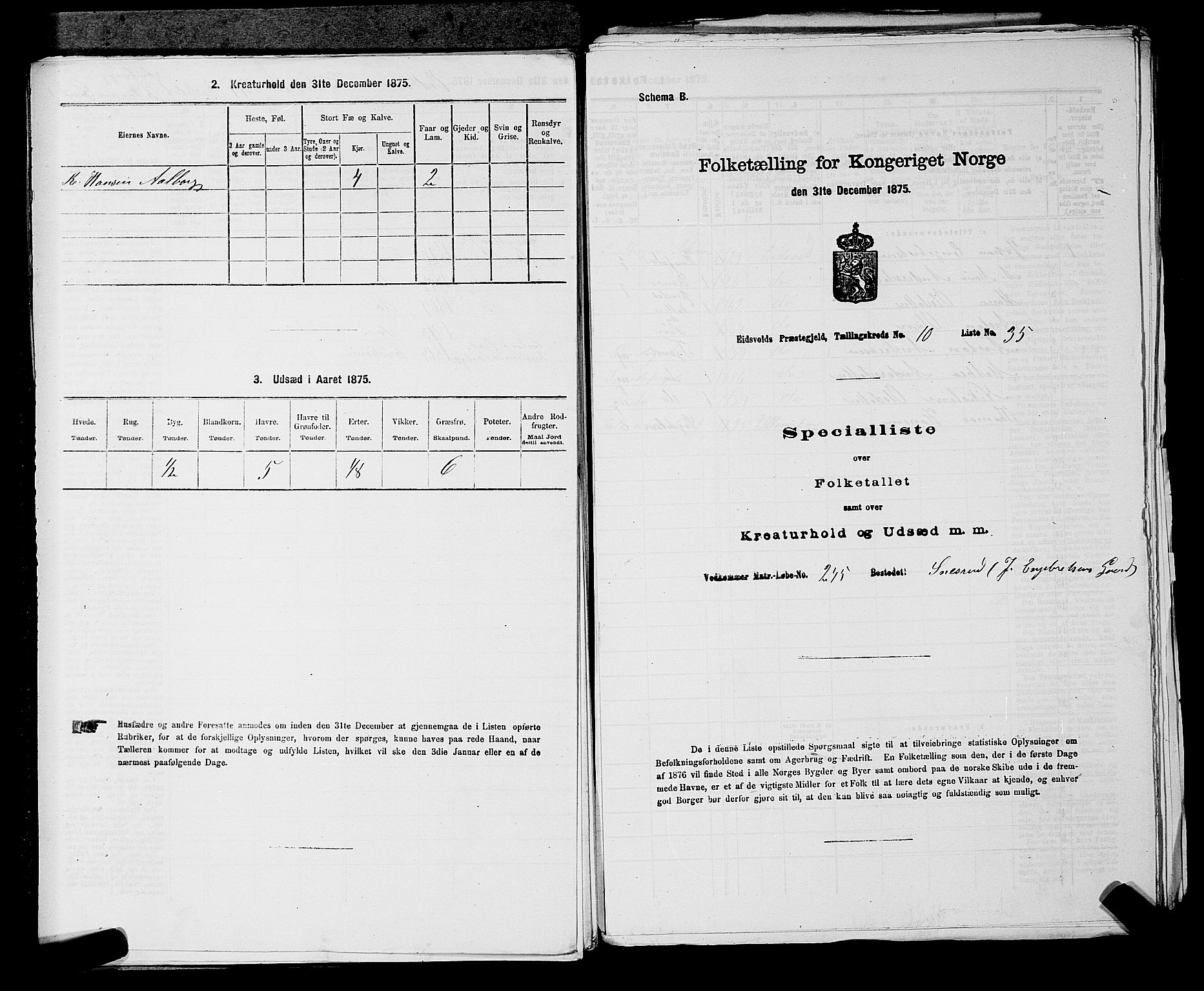 RA, 1875 census for 0237P Eidsvoll, 1875, p. 1527