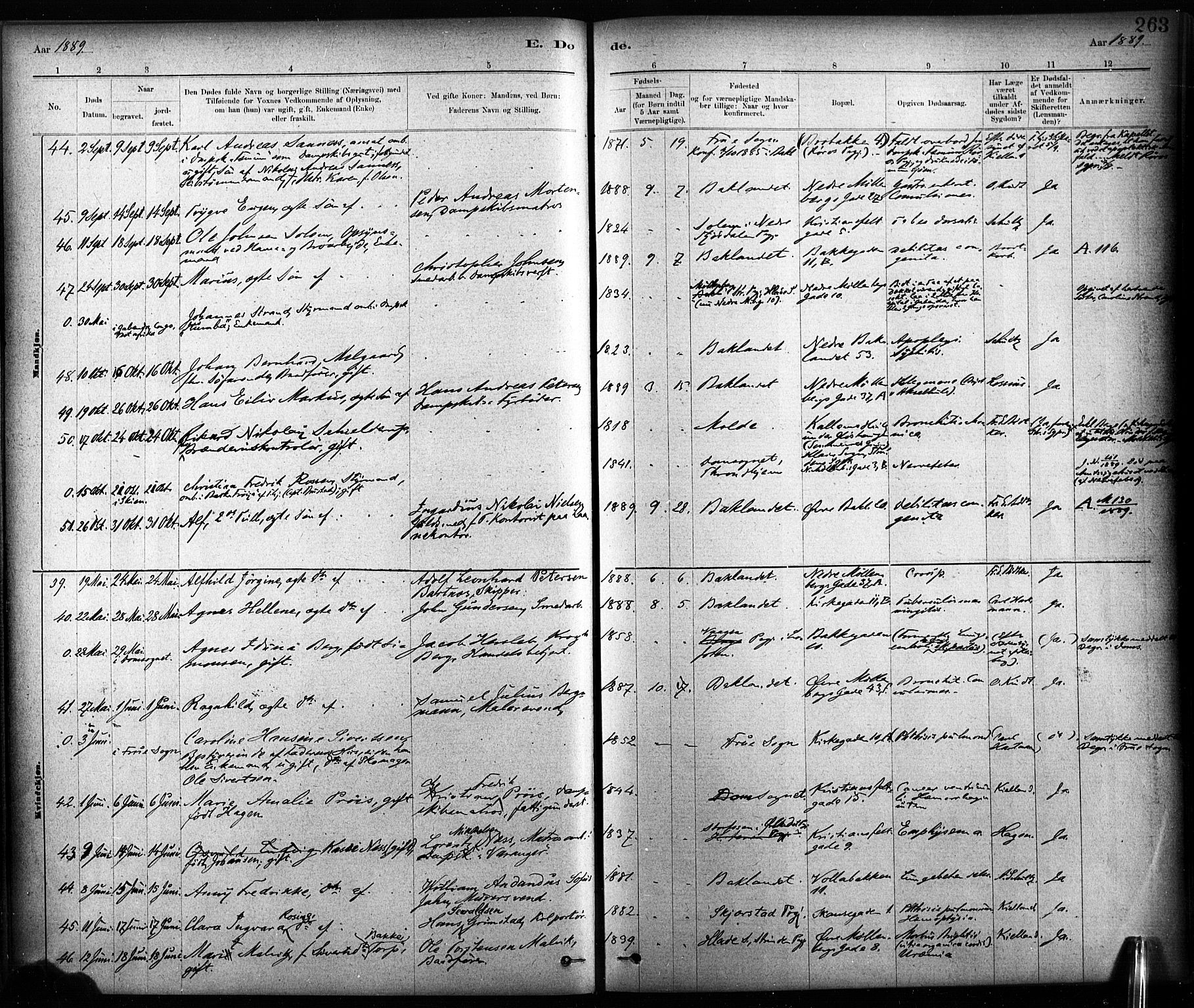 Ministerialprotokoller, klokkerbøker og fødselsregistre - Sør-Trøndelag, AV/SAT-A-1456/604/L0189: Parish register (official) no. 604A10, 1878-1892, p. 263