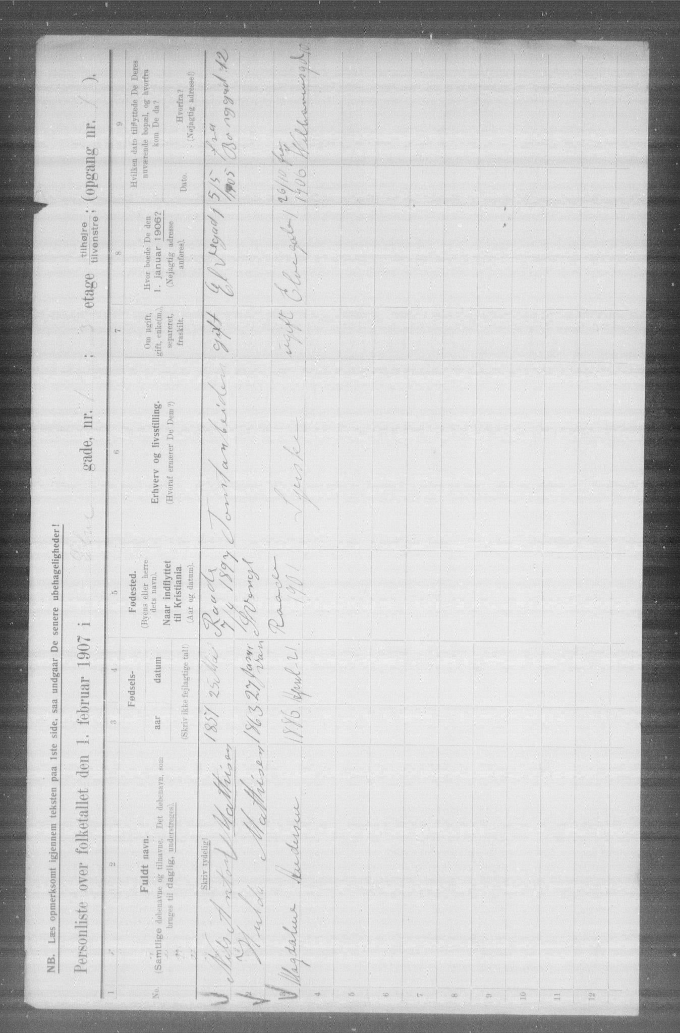 OBA, Municipal Census 1907 for Kristiania, 1907, p. 10514