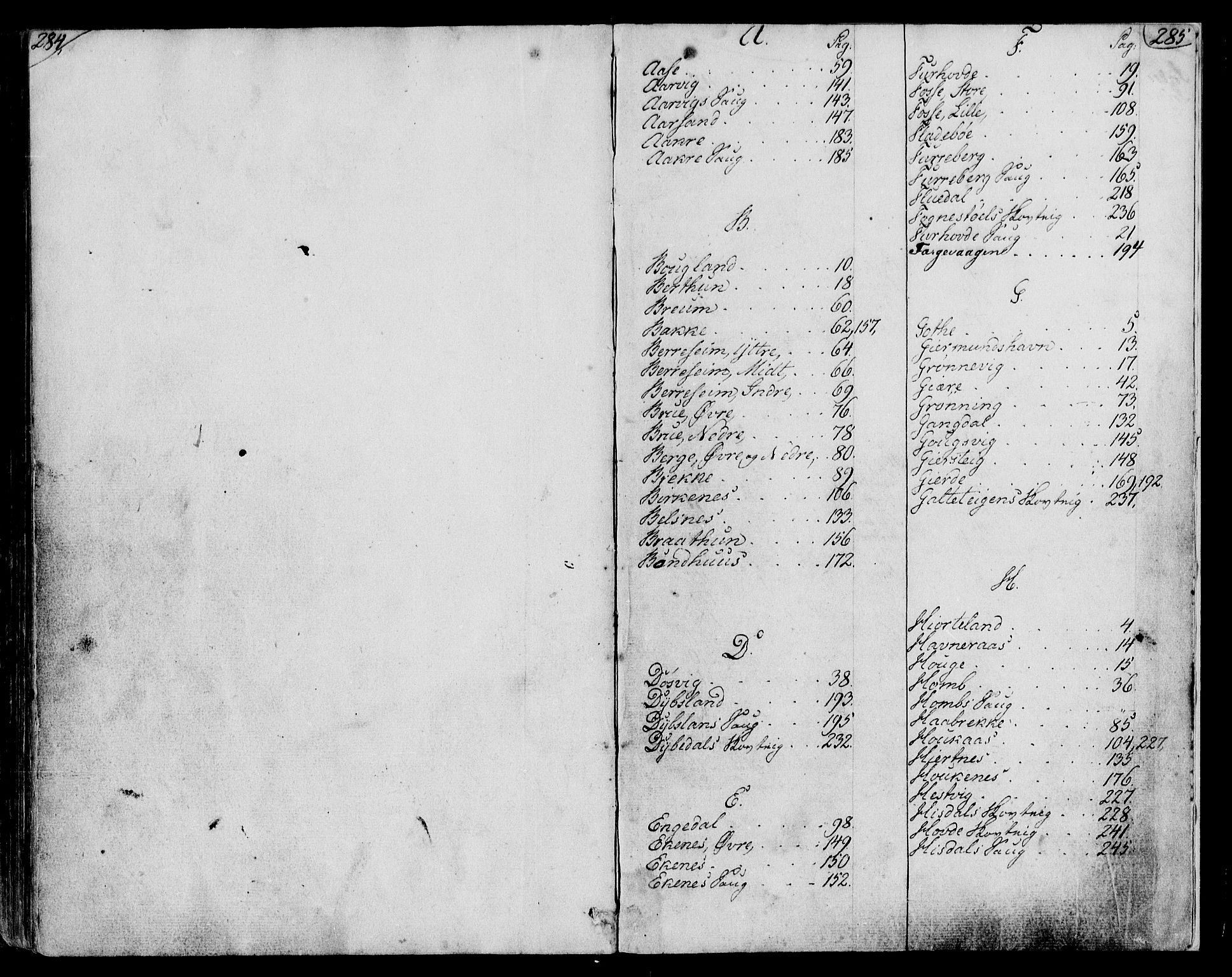 Sunnhordland sorenskrivar, SAB/A-2401/1/G/Ga/Gad/L0002: Mortgage register no. II.A.d.2, 1801-1865, p. 284-285