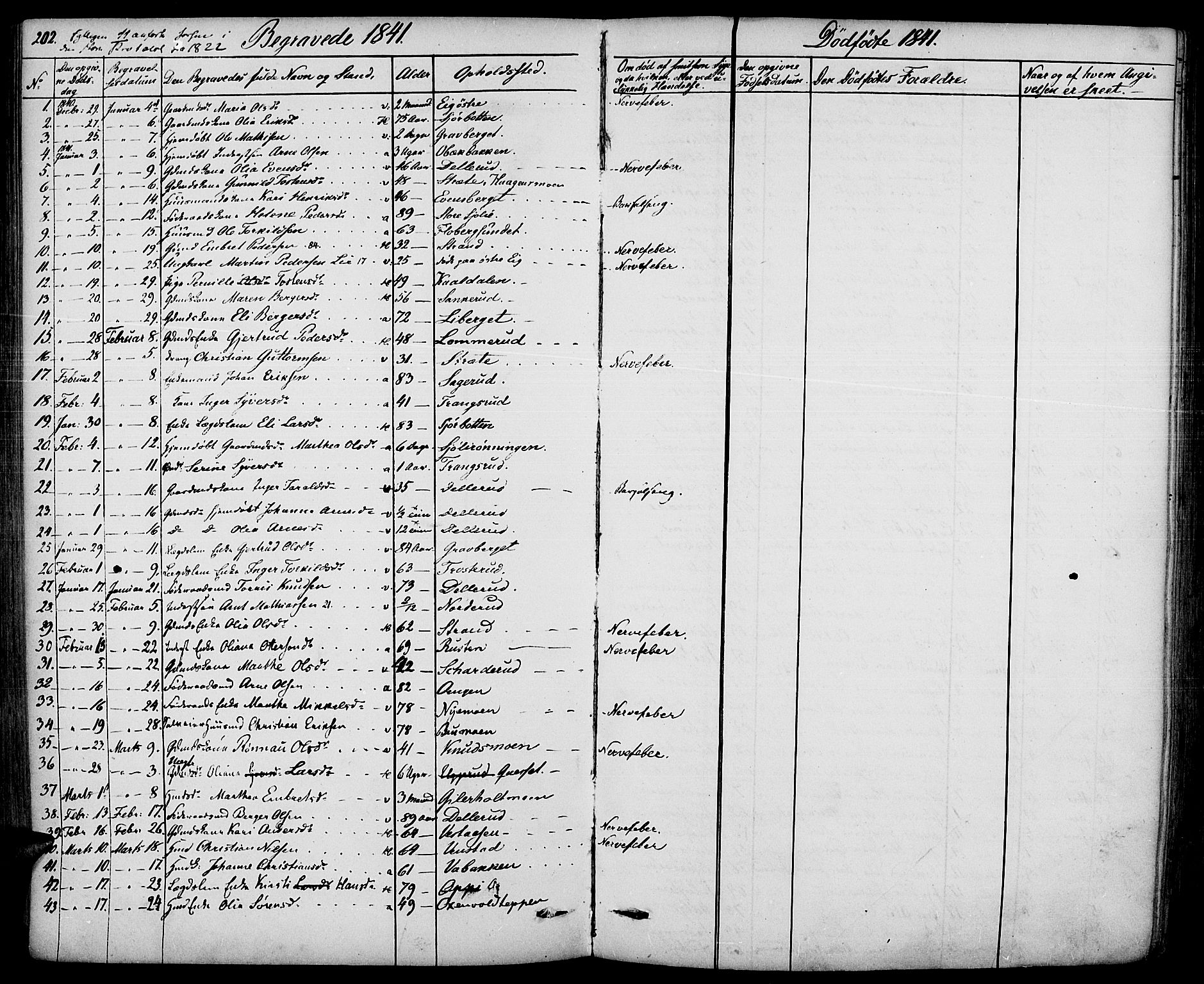Hof prestekontor, SAH/PREST-038/H/Ha/Haa/L0007: Parish register (official) no. 7, 1841-1848, p. 202
