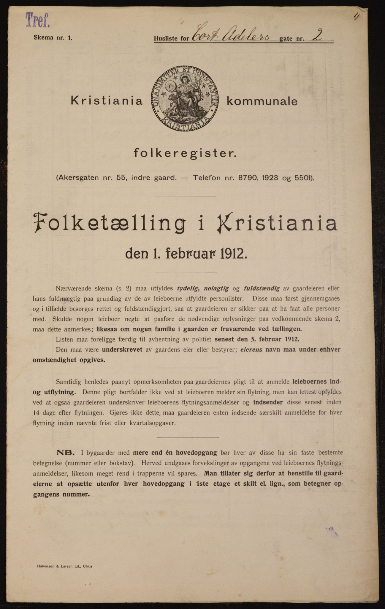 OBA, Municipal Census 1912 for Kristiania, 1912, p. 13491